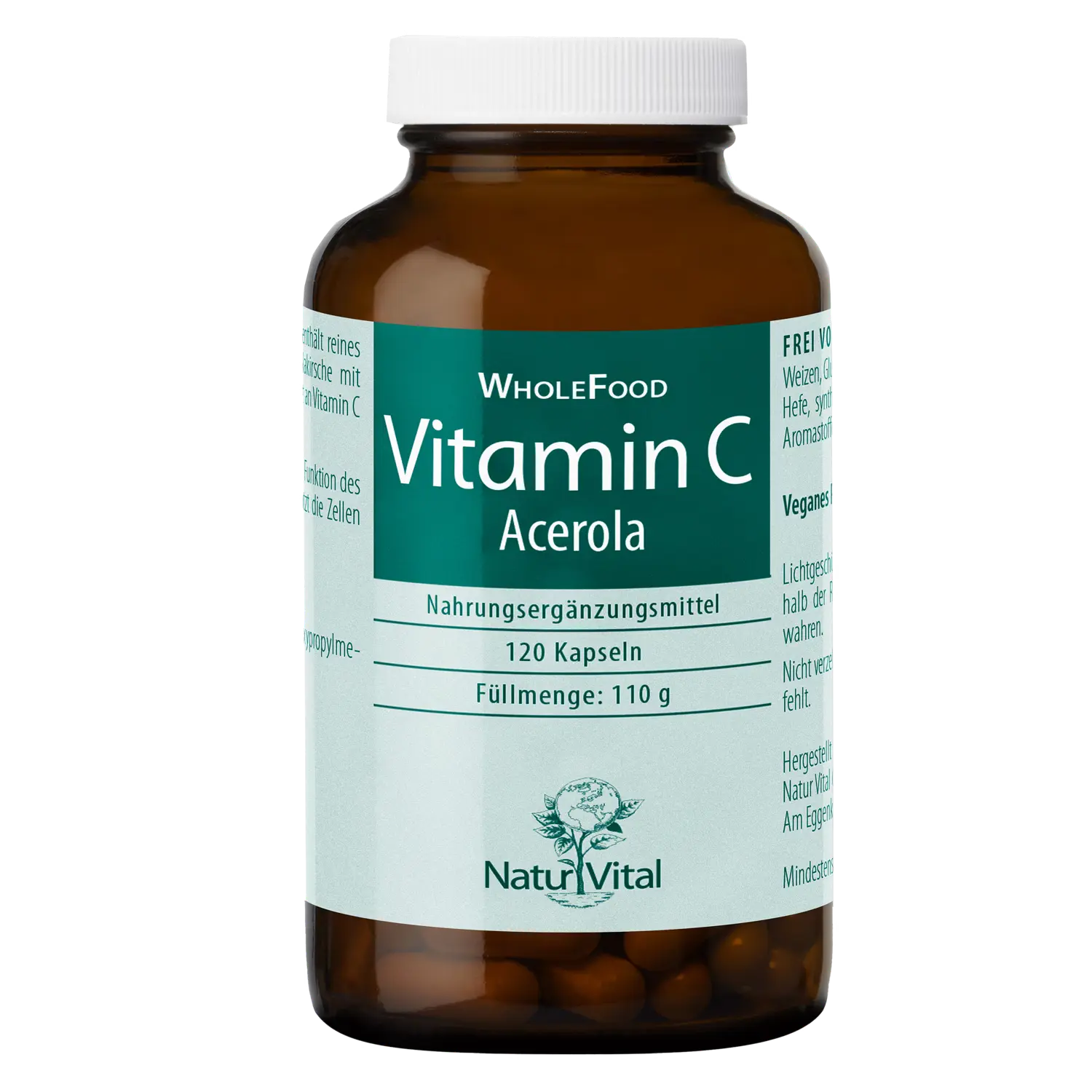 Vitamin C Acerola von Natur Vital beinhaltet 120 Kapseln