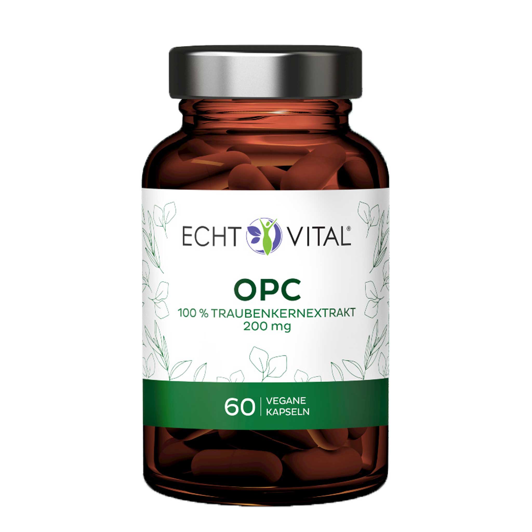OPC Kapseln aus Traubenkern von Echt Vital beinhaltet 60 vegane Kapseln