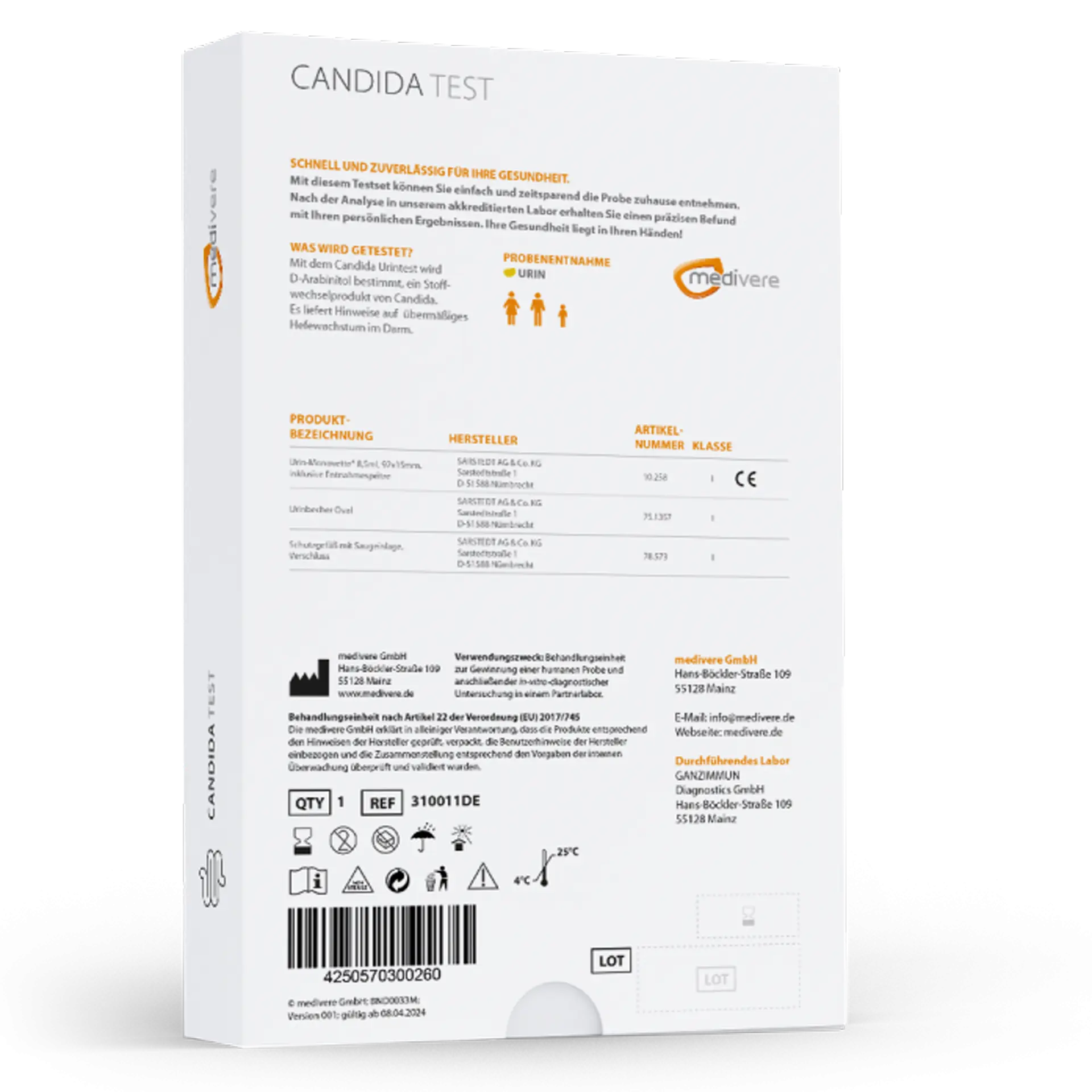 Medivere Candida Urintest MV3111 EAN: 4250570300260