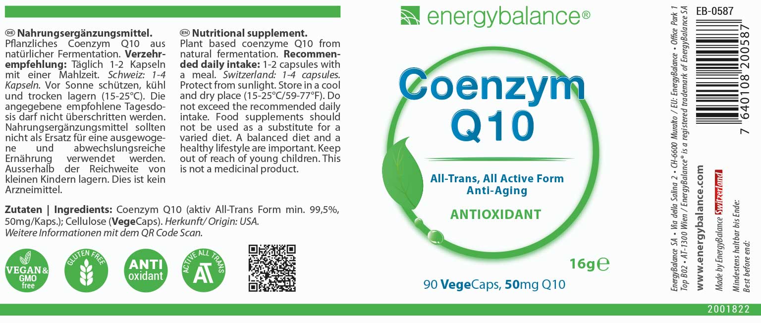 Coenzym Q10 Etikett von Energybalance
