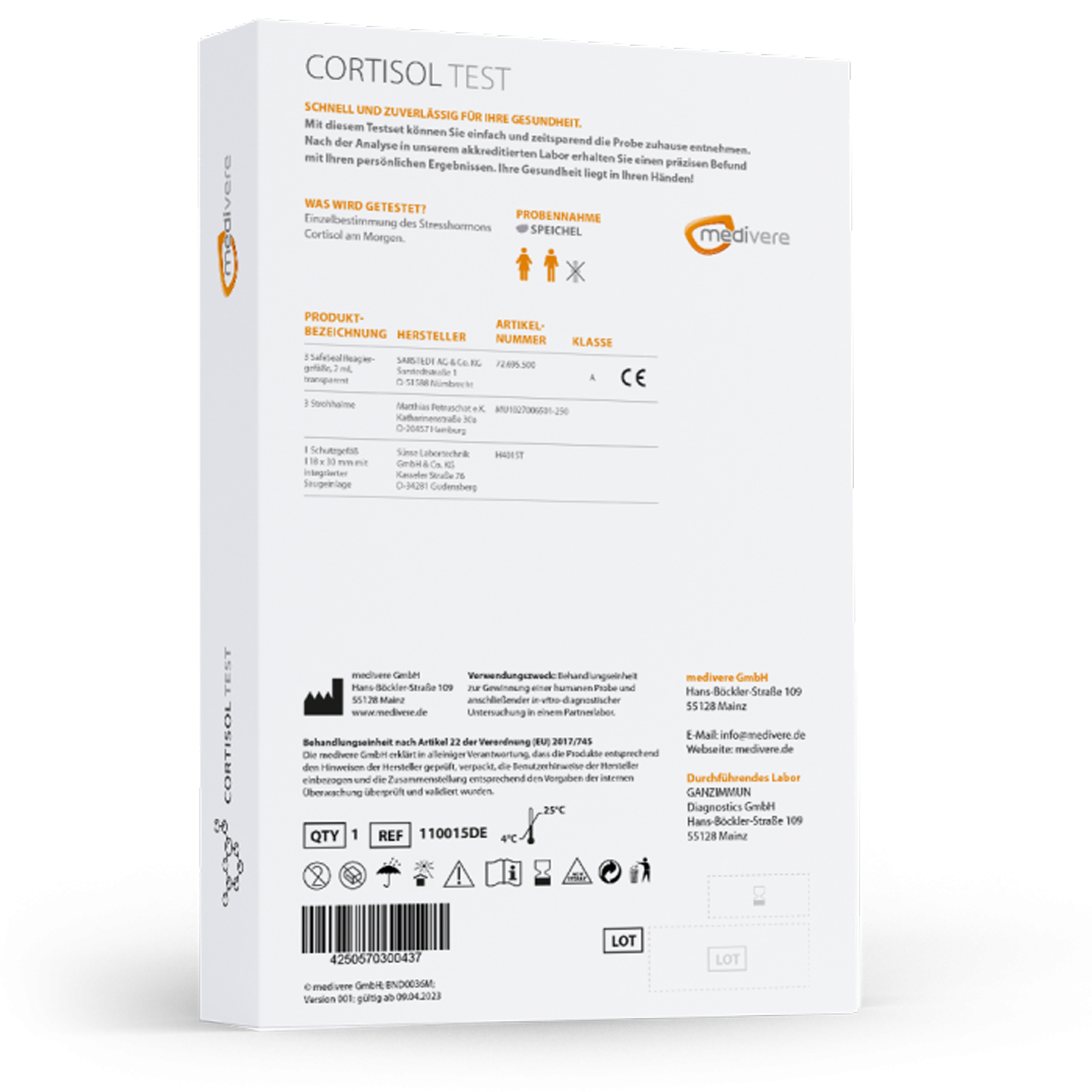 Medivere Cortisol Speicheltest  EAN: 4250570300437