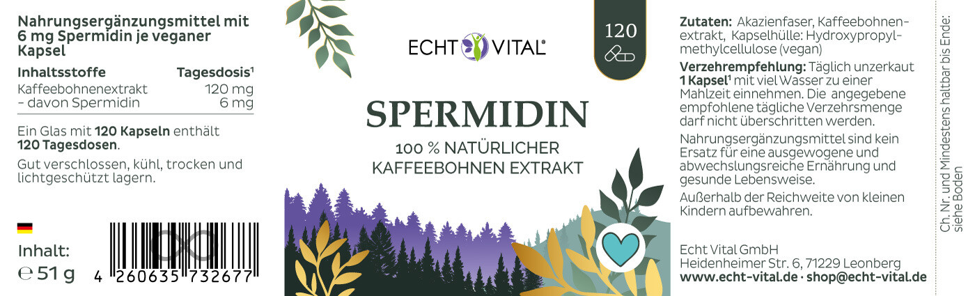 Echt Vital Spermidin, 120 Kapseln Autophagie EAN: 4260635732677