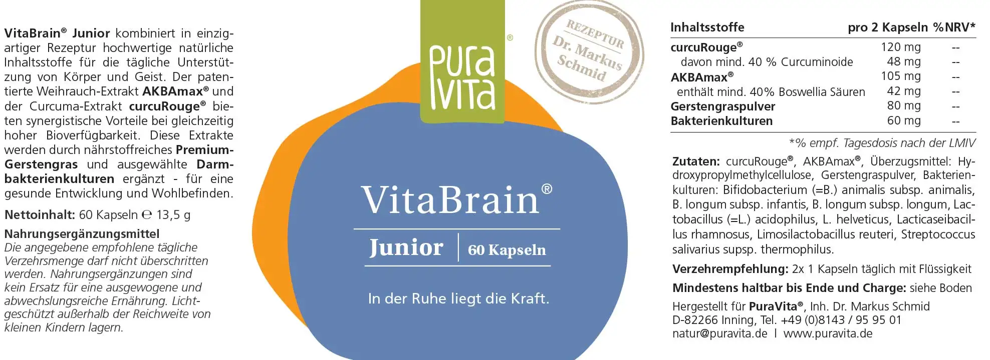 PuraVita VitaBrain Junior, 60 Kapseln Gehirn EAN: