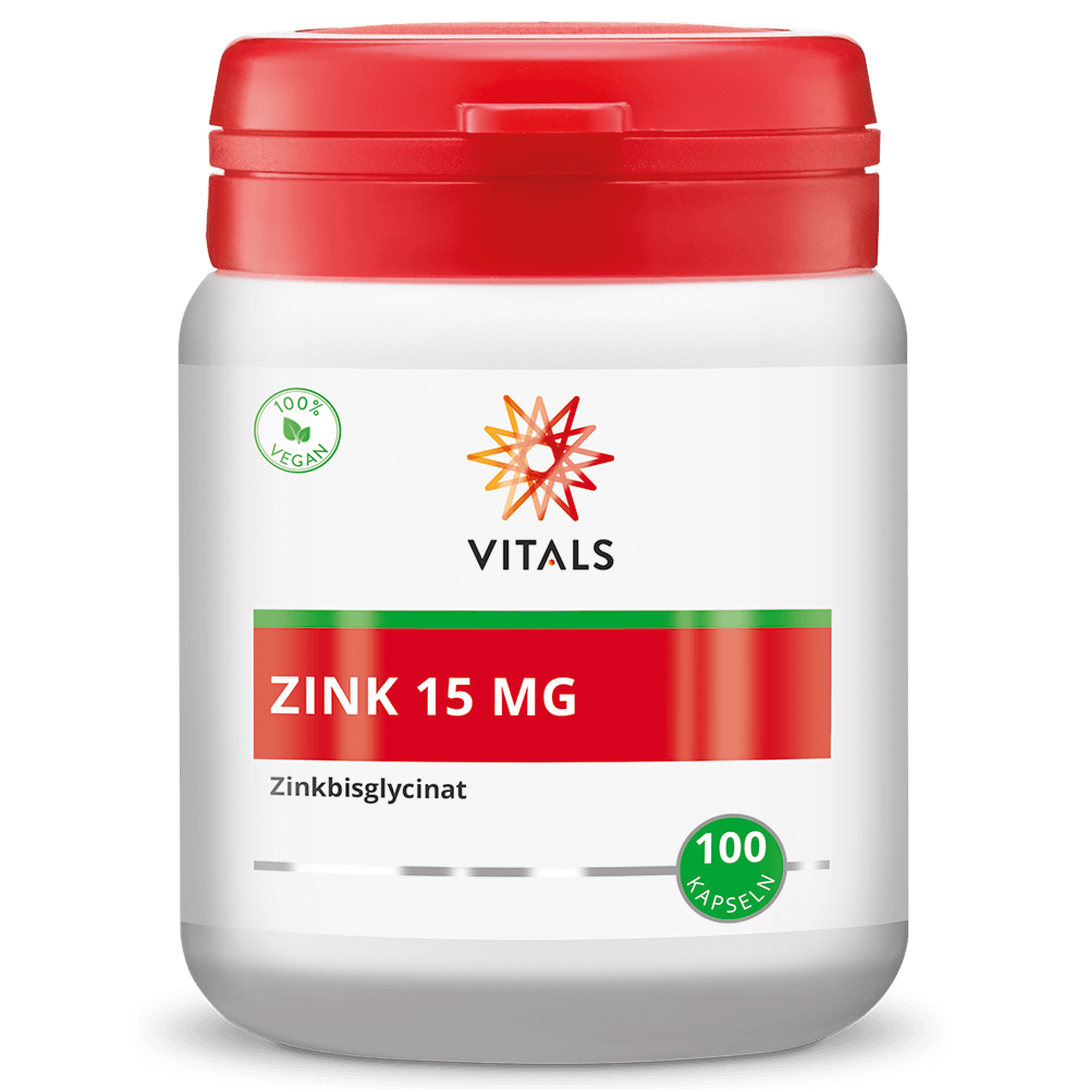 Vitals Zink 15 mg Zinkbisglycinat, 100 Kapseln  EAN: 8716717003587