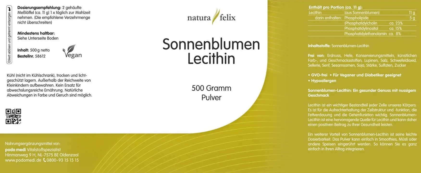natura-felix sonnenblumen-lecithin label EAN: 8717729193037