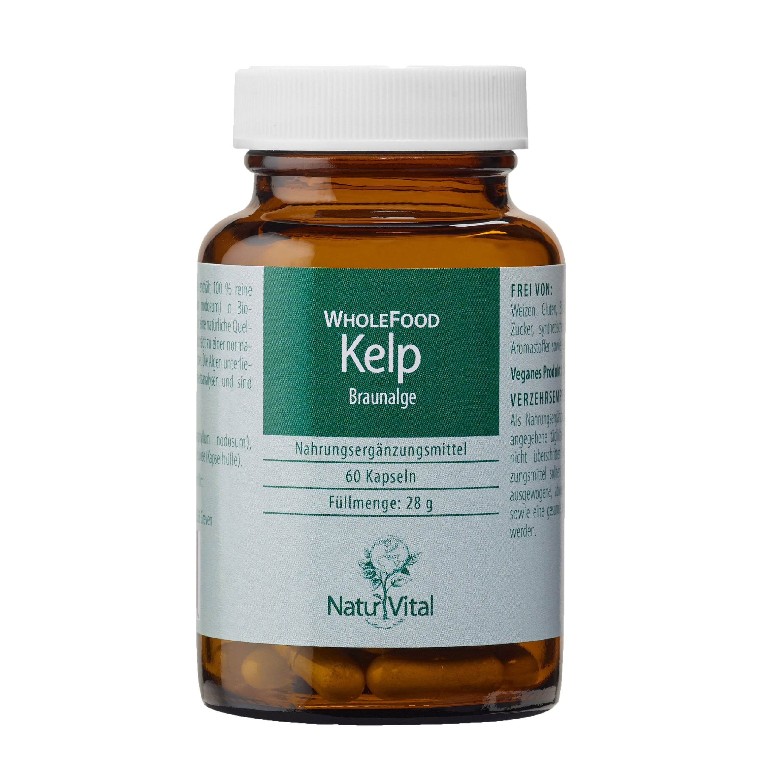 Kelp natürliches Jod von Natur Vital beinhaltet 60 Kapseln