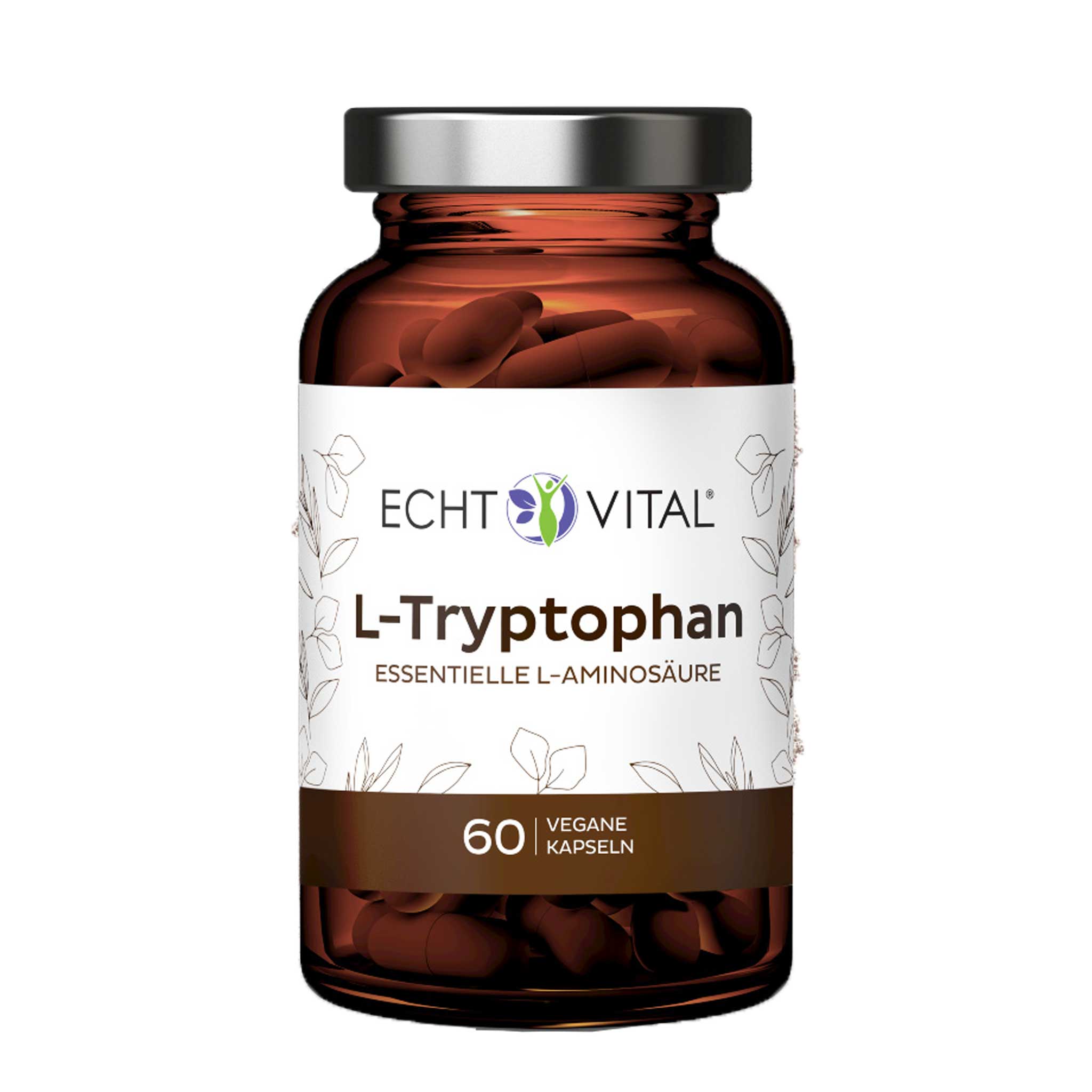L-Tryptophan Echt Vital 60 vegane Kapseln L-Tryptophan von Echt Vital in 500 Milligramm Version beinhaltet 60 vegane Kapseln