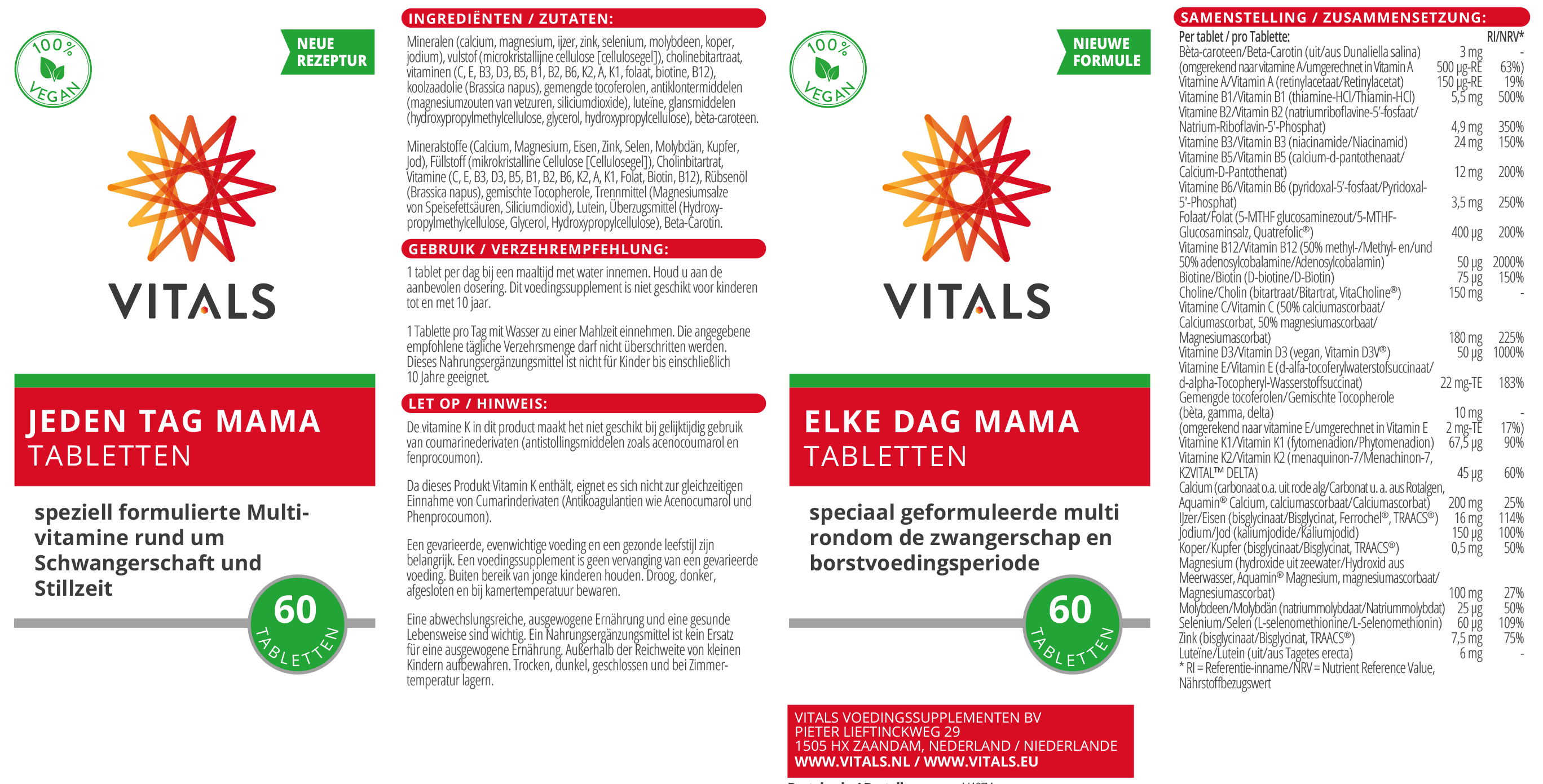 Vitals Jeden Tag Mama Multivitamine, 60 Tabletten  EAN: 8716717004874