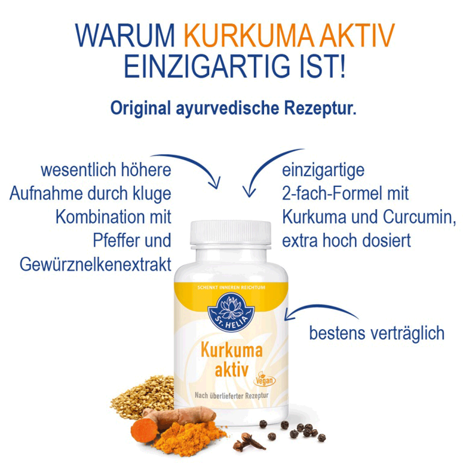 St. Helia Kurkuma aktiv mit Piperin, 60 Kapseln kurkuma EAN: 4260296430820