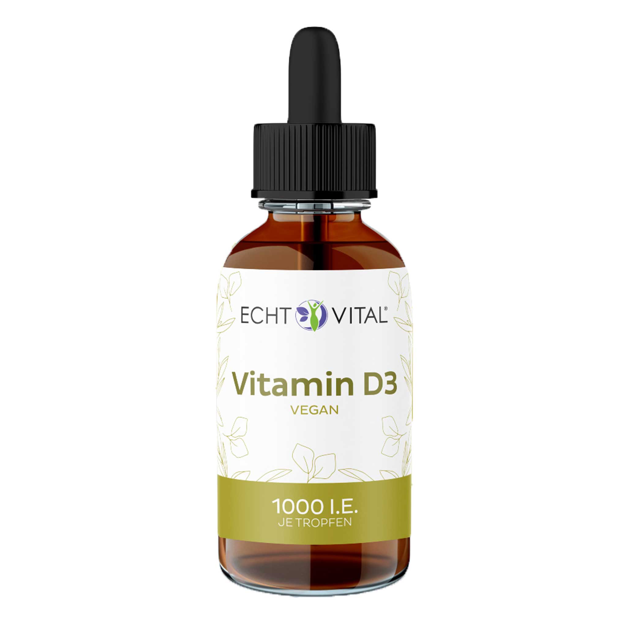 Vitamin D3 Tropfen vegan von Echt Vital beinhaltet 50 Milliliter