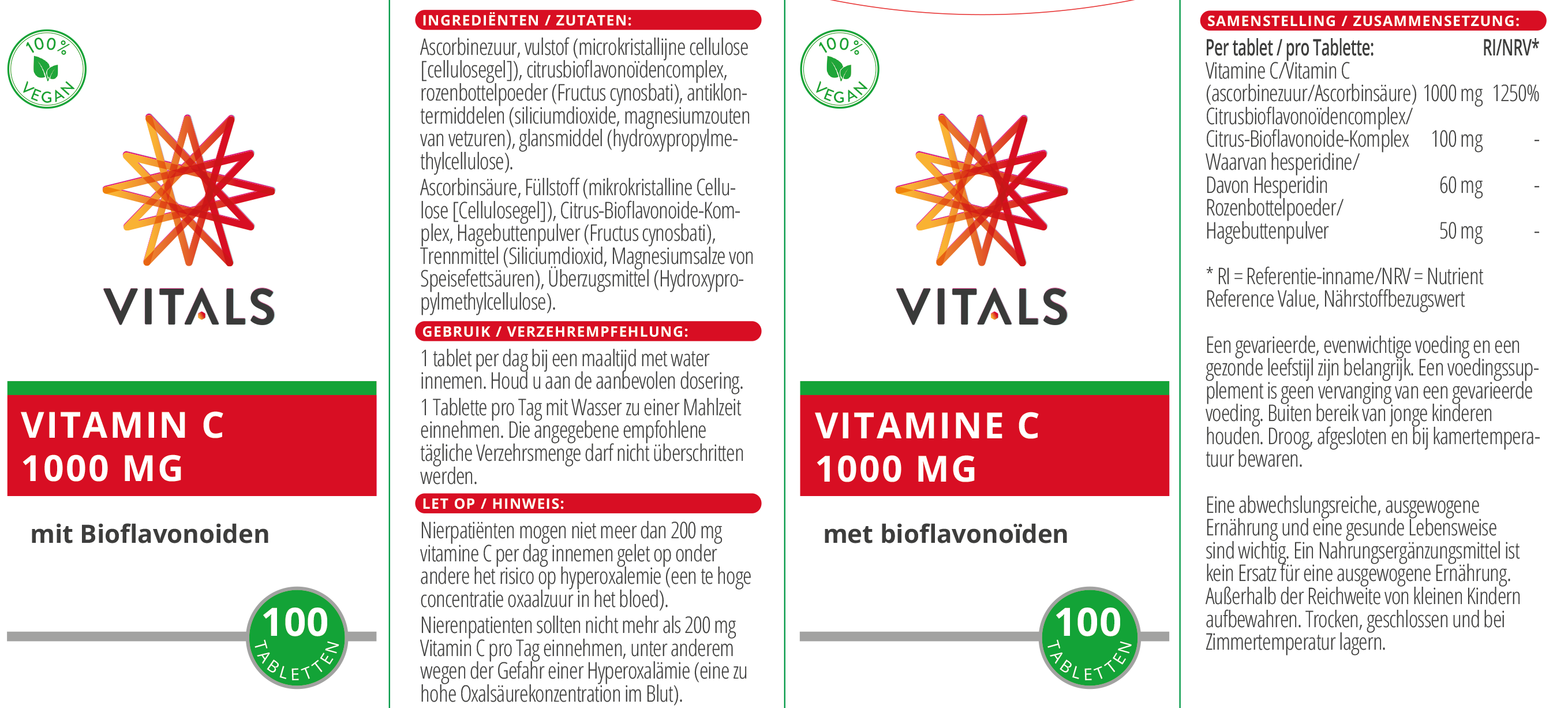 Vitals Vitamin C 1000 mg, 100 Tabletten  EAN: 8716717000067