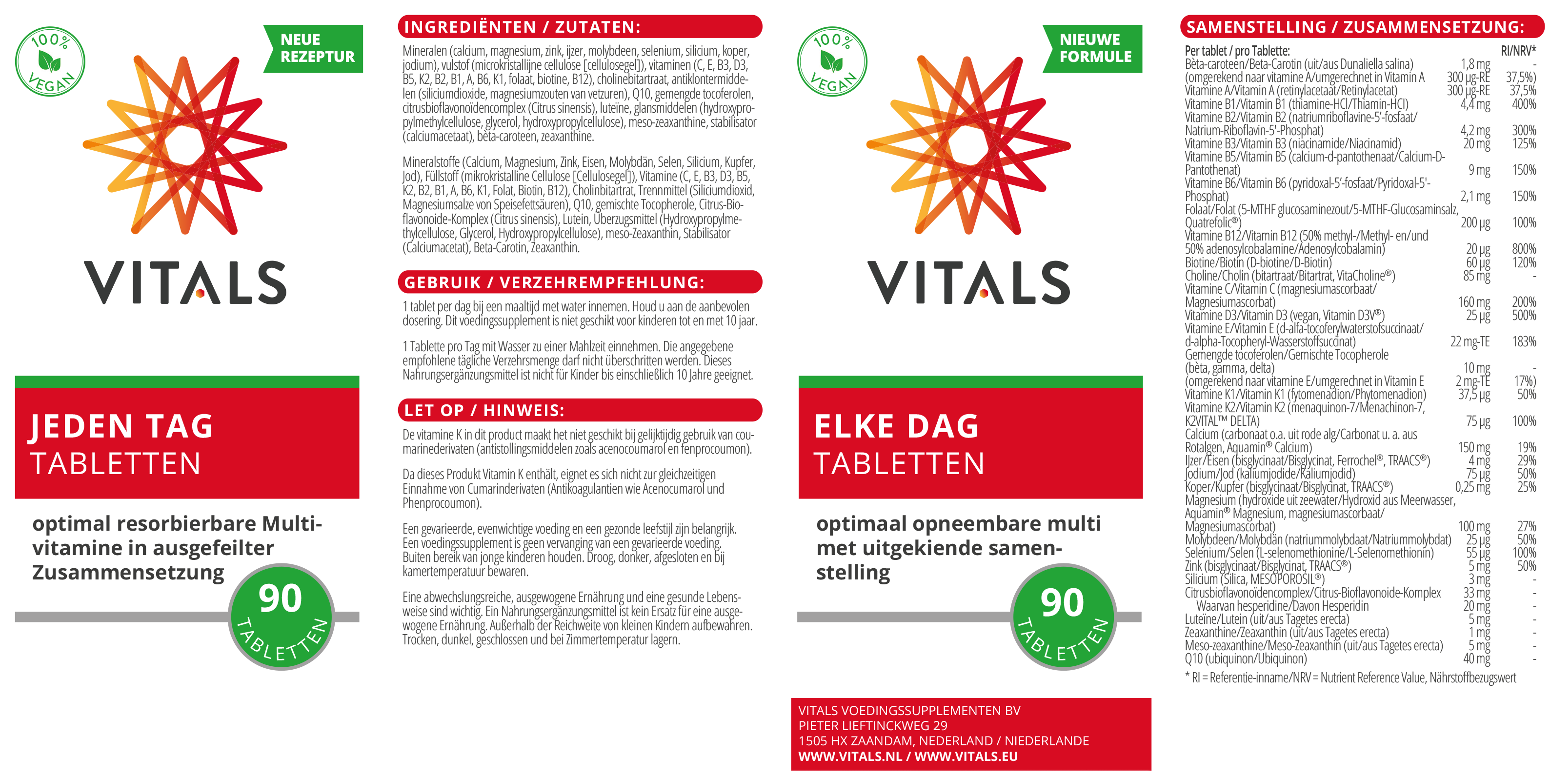Vitals Multivitamins every day, 90 tablets  EAN: 8716717004843
