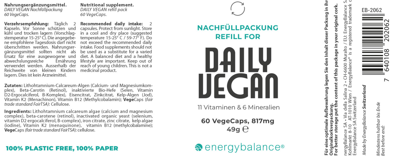 Etikett Daily vegan Nachfülldose