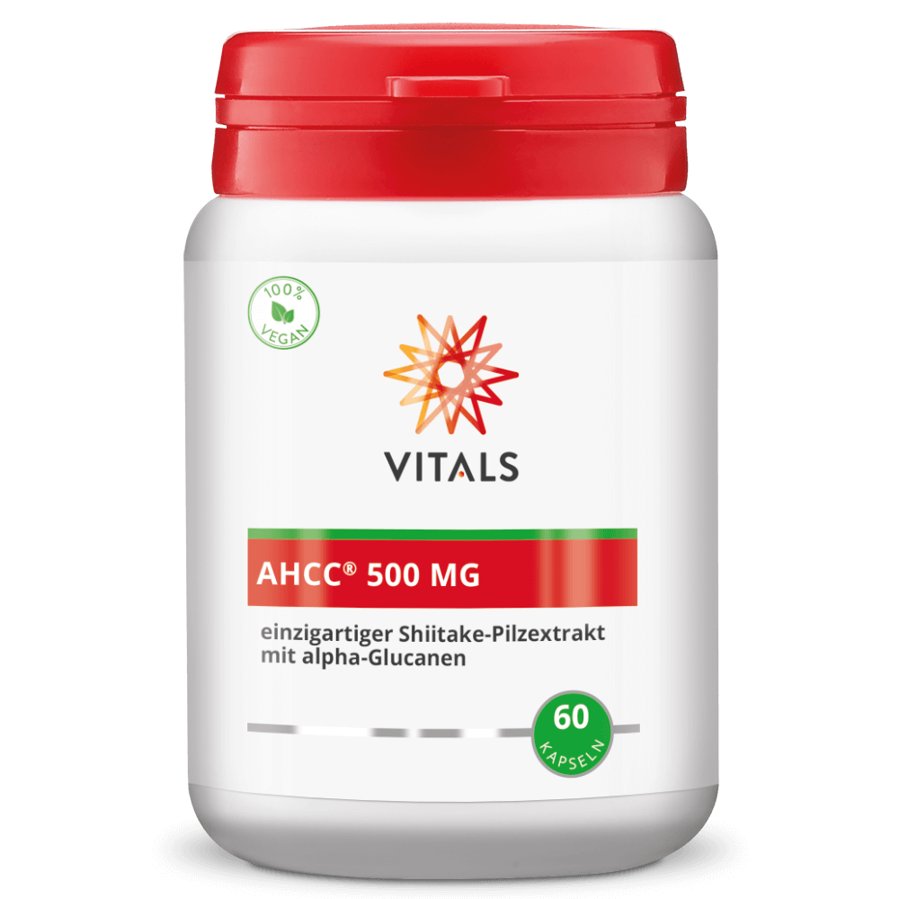 Vitals AHCC 500 mg Shiitake + Alpha-Glucane, 60 Kapseln  EAN: 8716717004317