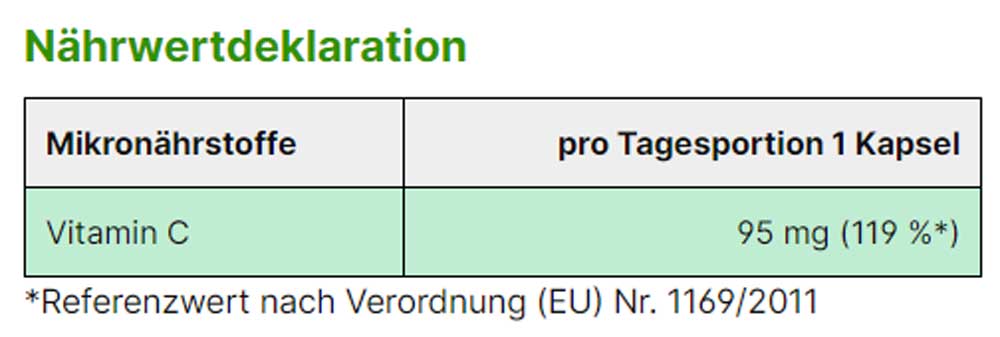 Camu Camu Nährstoffangabe von Energybalance