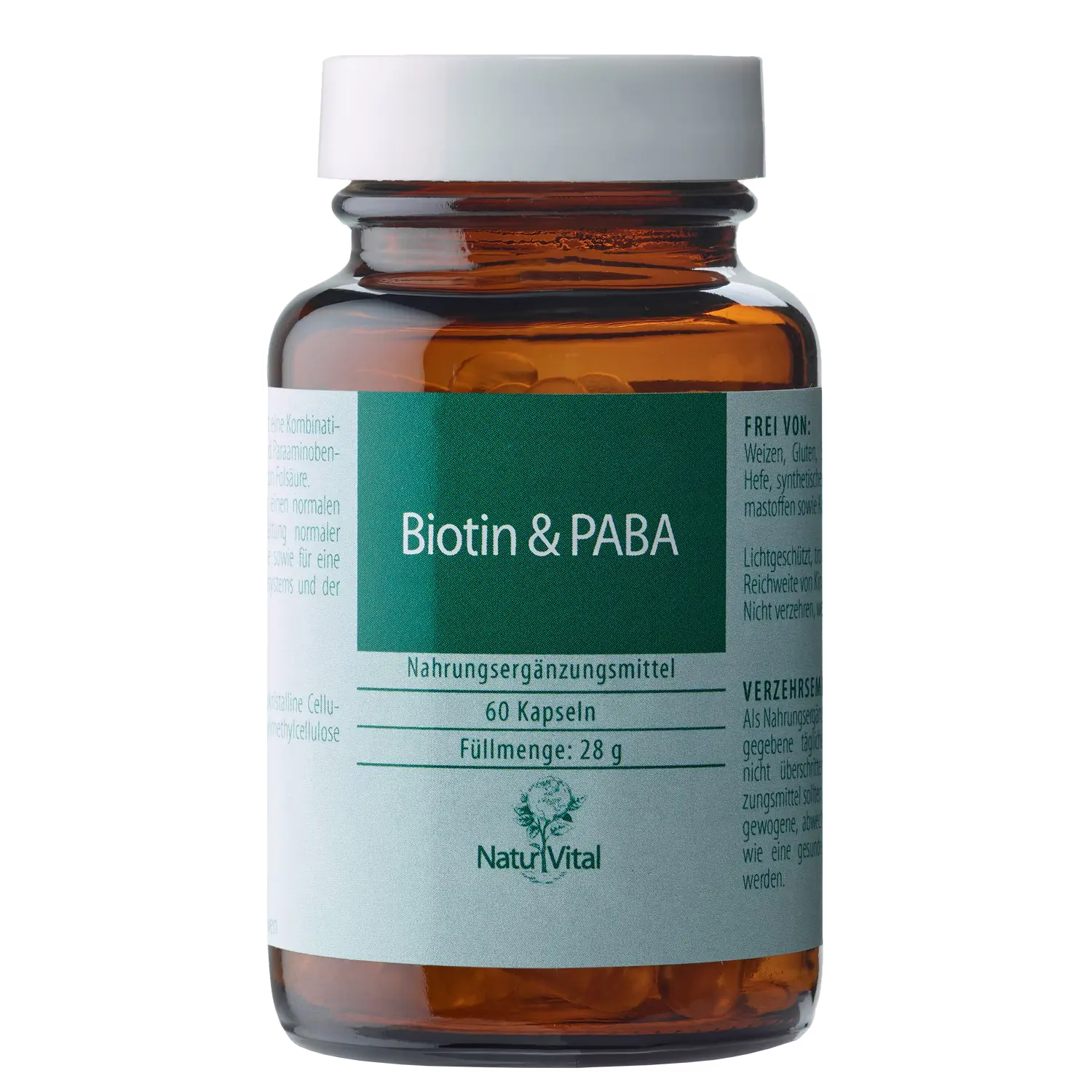 Biotin und PABA von Natur Vital beinhaltet 60 Kapseln