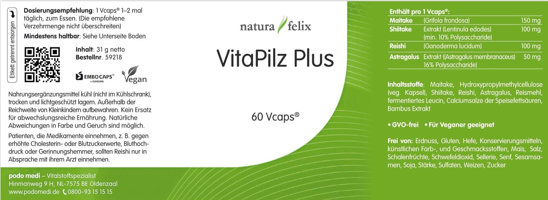 natura-felix vitalpilz-plus Label natura-felix vitalpilz-plus Label