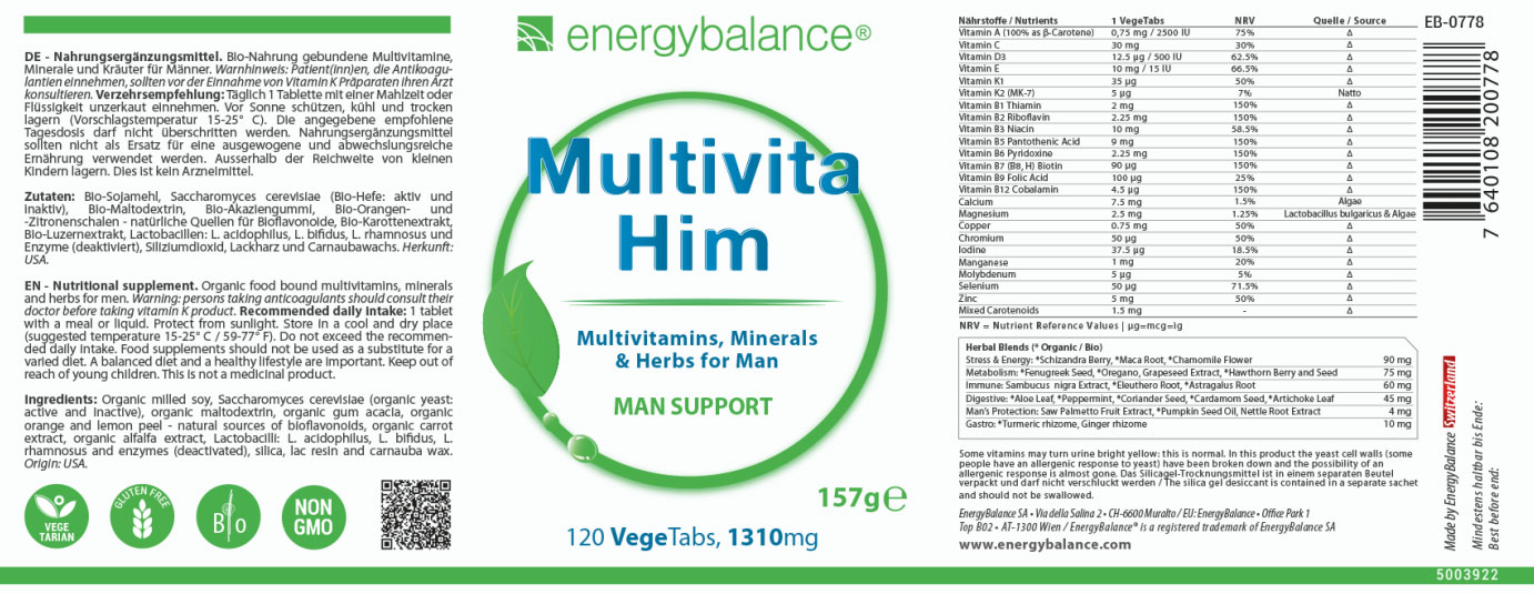 Multivita Him Etikett von Energybalance