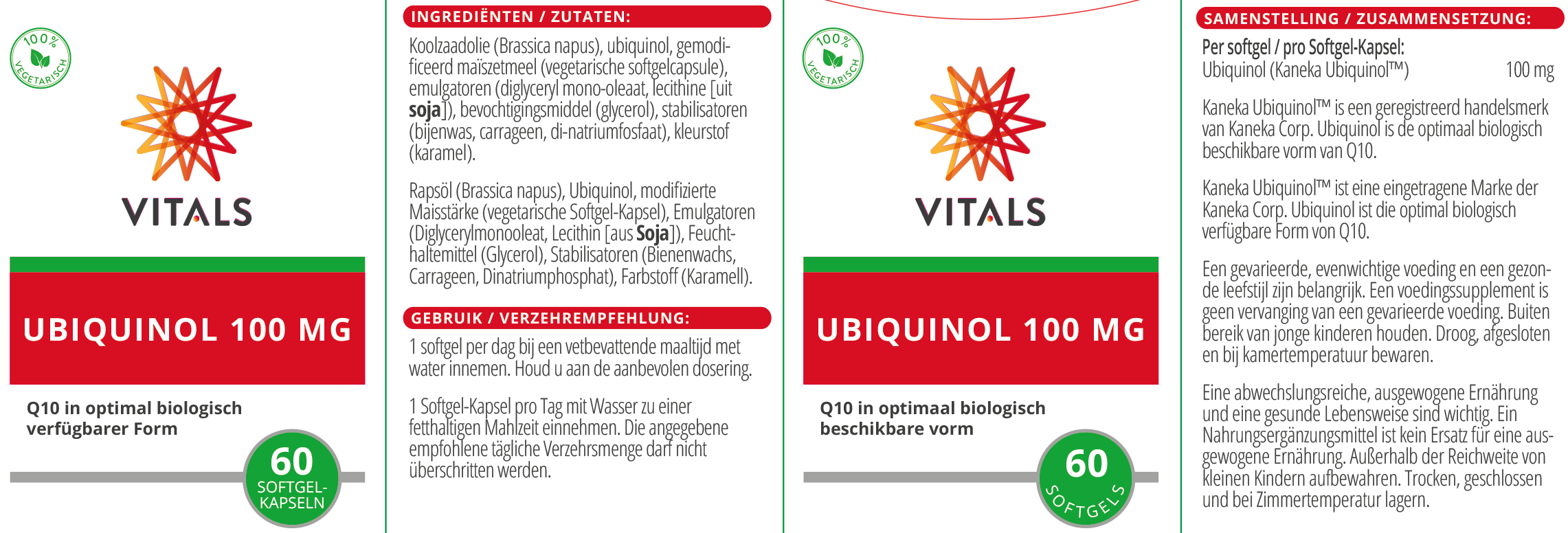 Vitals Ubiquinol 100 mg, 60 Softgel-Kapseln  EAN: 8716717001682
