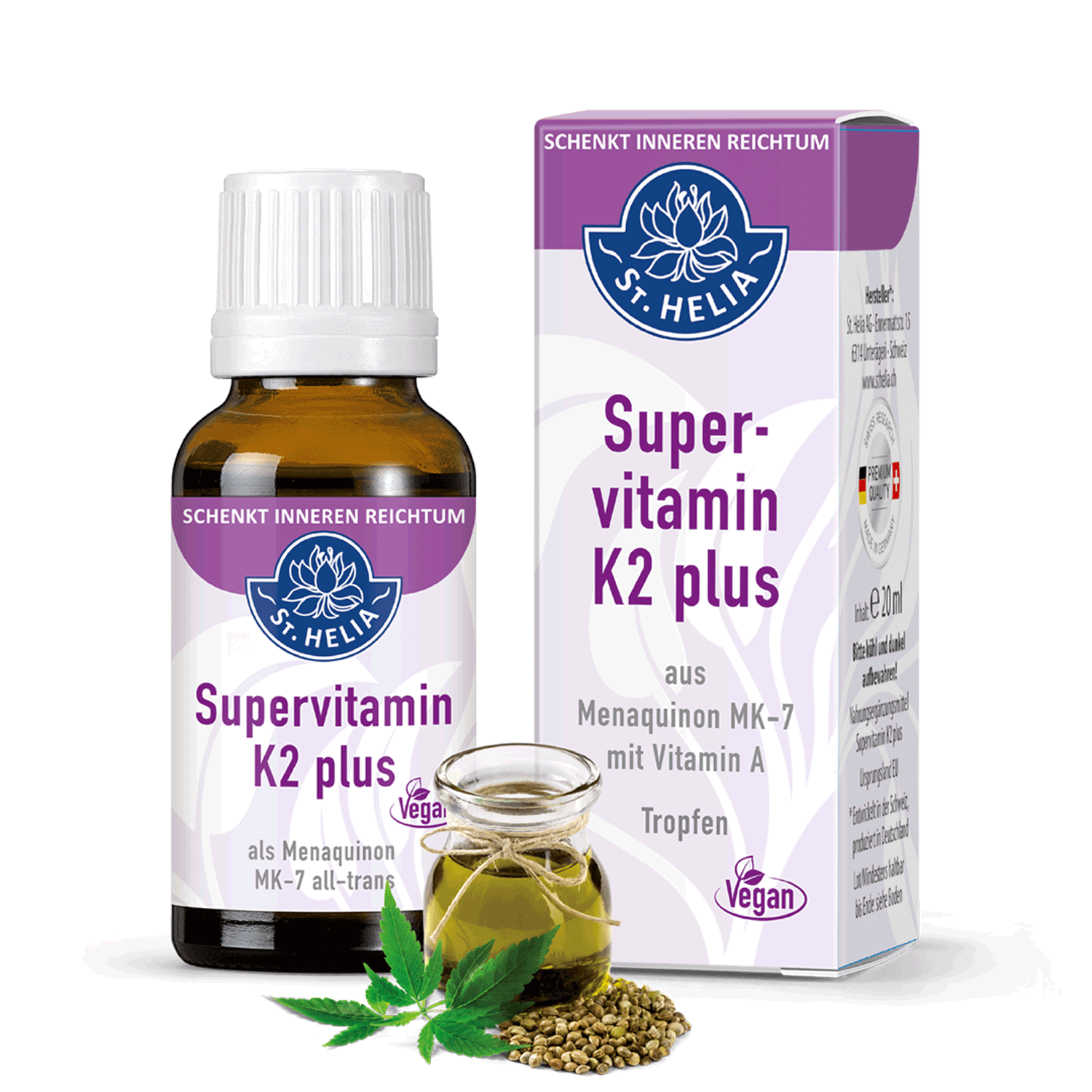 Supervitamin K2 Tropfen St. Helia 20 ml Supervitamin K2 plus Tropfen von St. Helia in 20 Milliliter Flasche