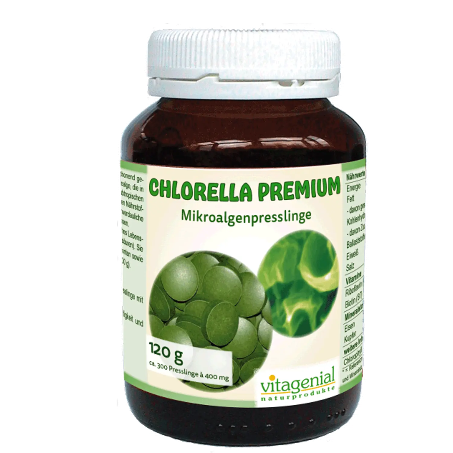 Vitagenial Chlorella Premium Mikroalgenpresslinge 300 Presslinge, 120 Gramm Version