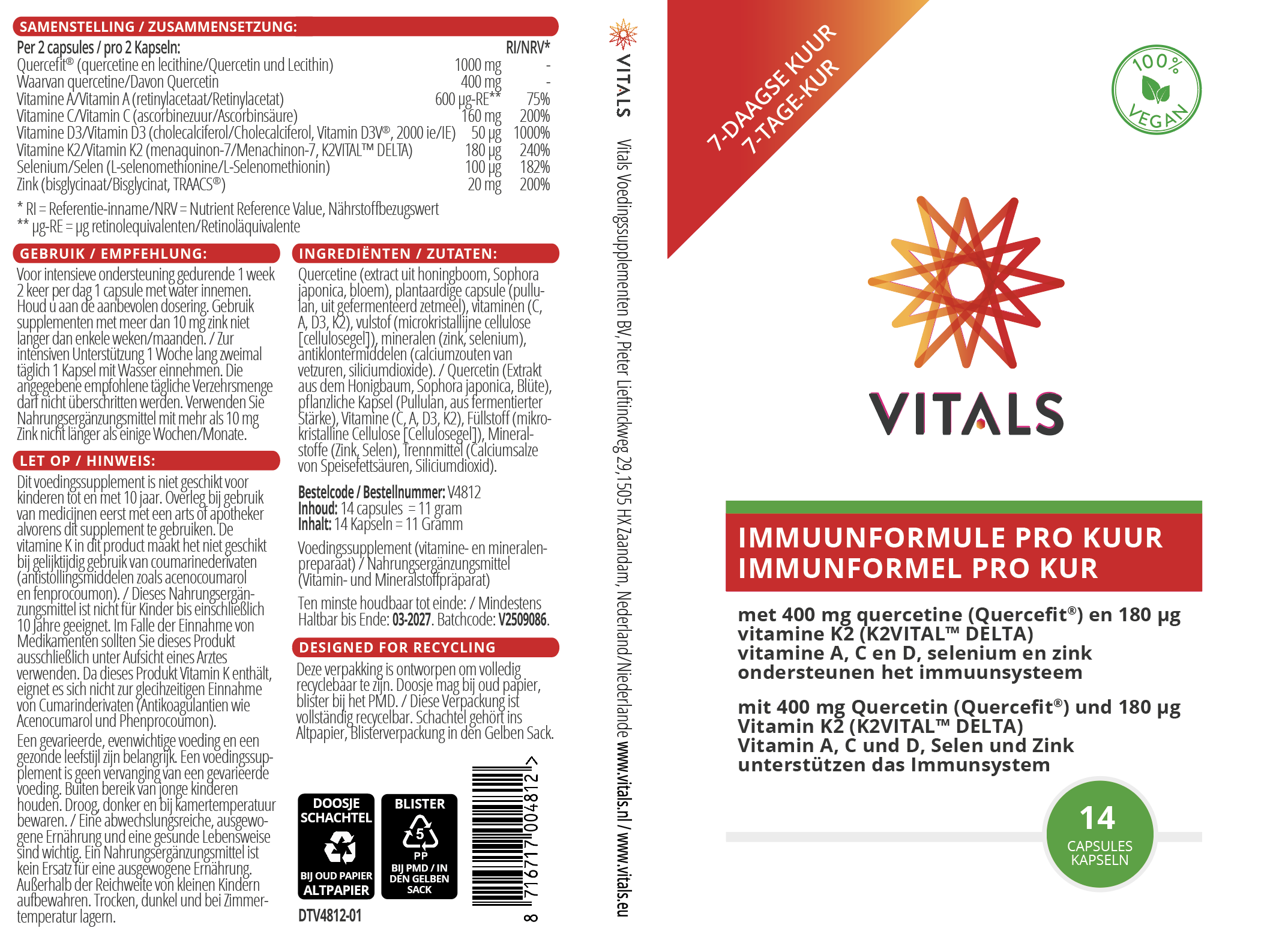 Vitals Immunformel Pro Kur, 14 Kapseln Immunbooster EAN: 8716717004812