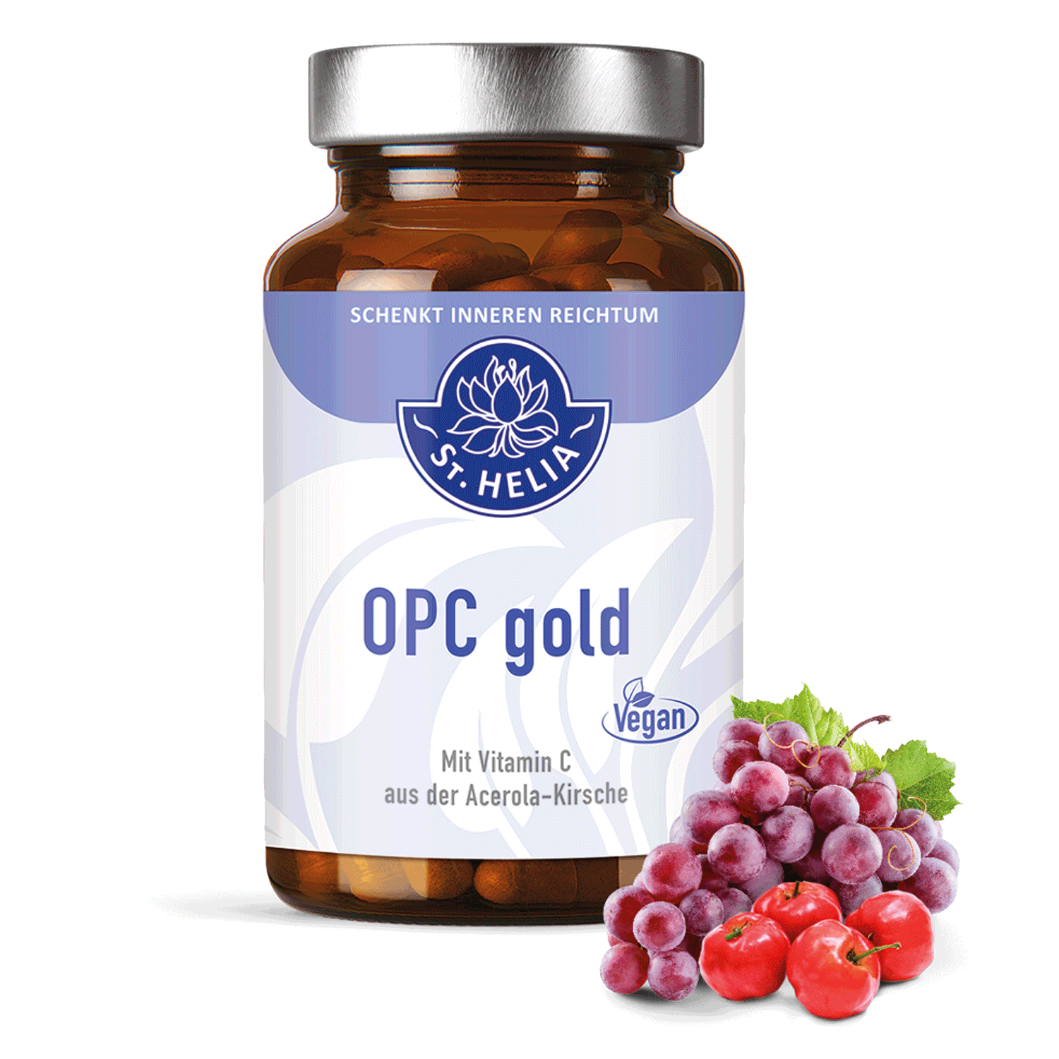 OPC gold plus Acerola St. Helia 60 Kapseln OPC gold plus Acerola von St. Helia beinhaltet 60 Kapseln
