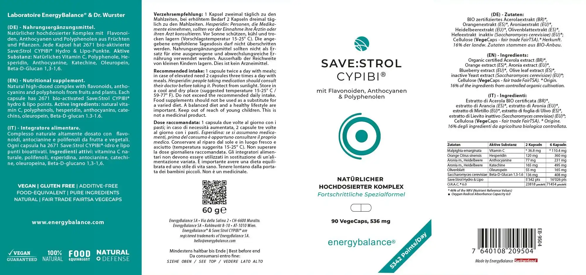 EnergyBalance Save:Strol CYPIBI Immune Support, 90 capsules Krebs EAN: 7640108209504