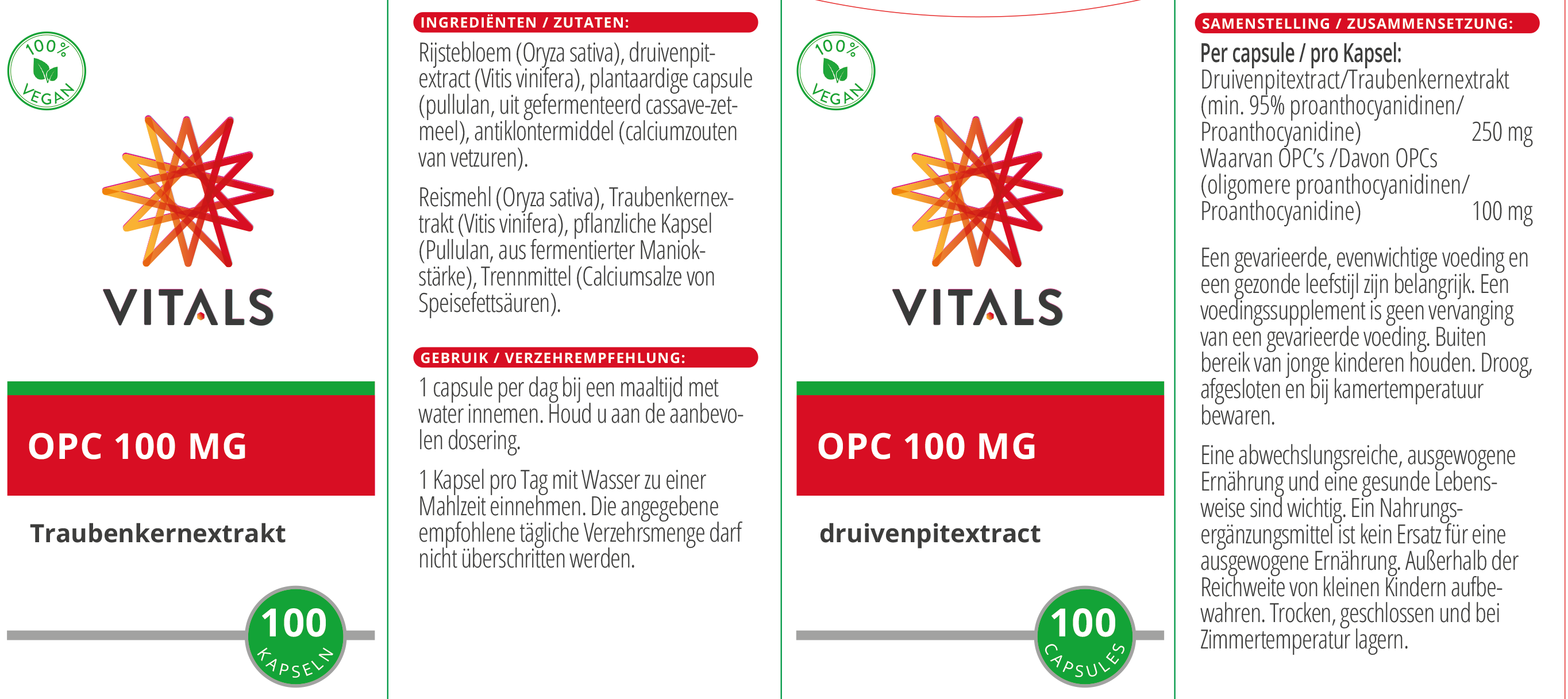 Vitals OPC 100 mg, 100 Kapseln Antioxidans EAN: 8716717001439