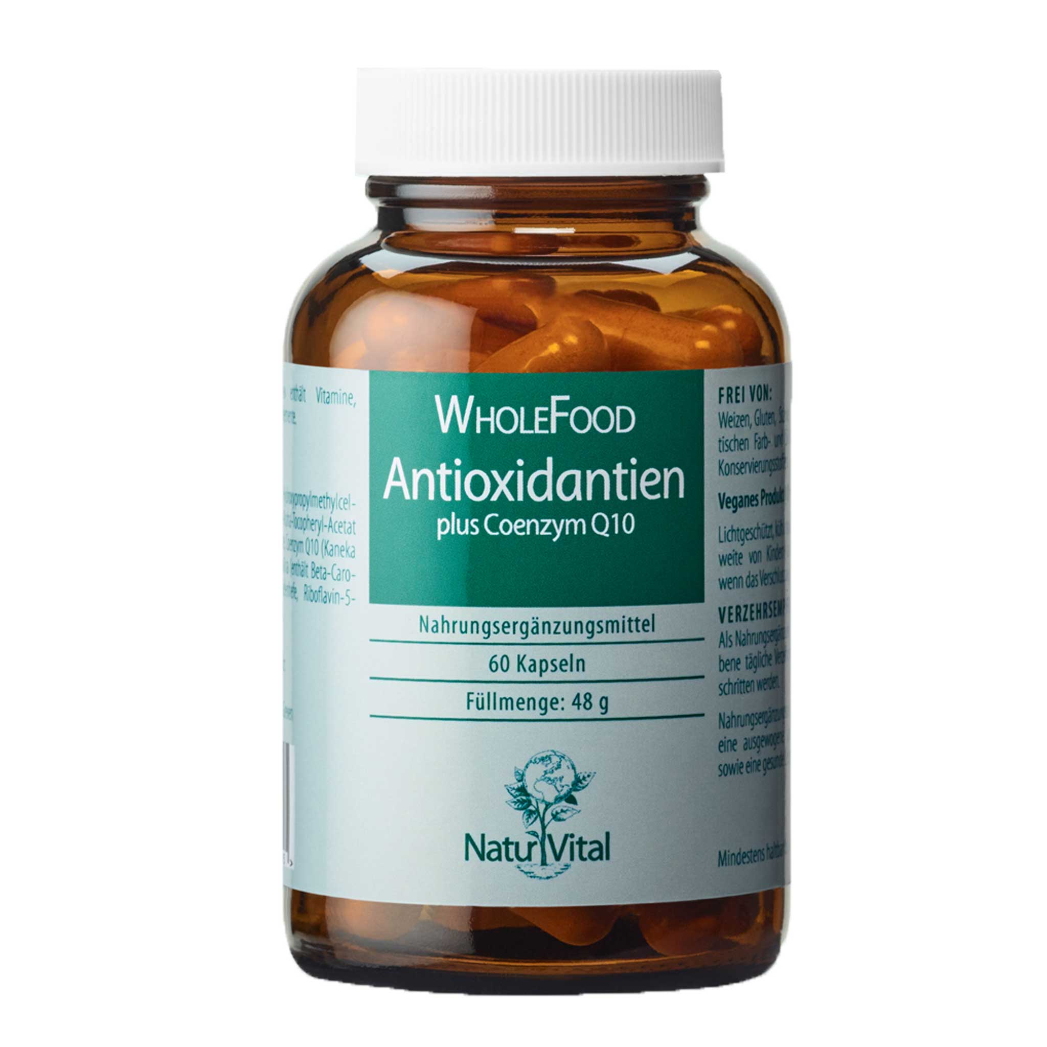 Antioxidantien plus Coenzym Q10 von Natur Vital beinhaltet 60 Kapseln