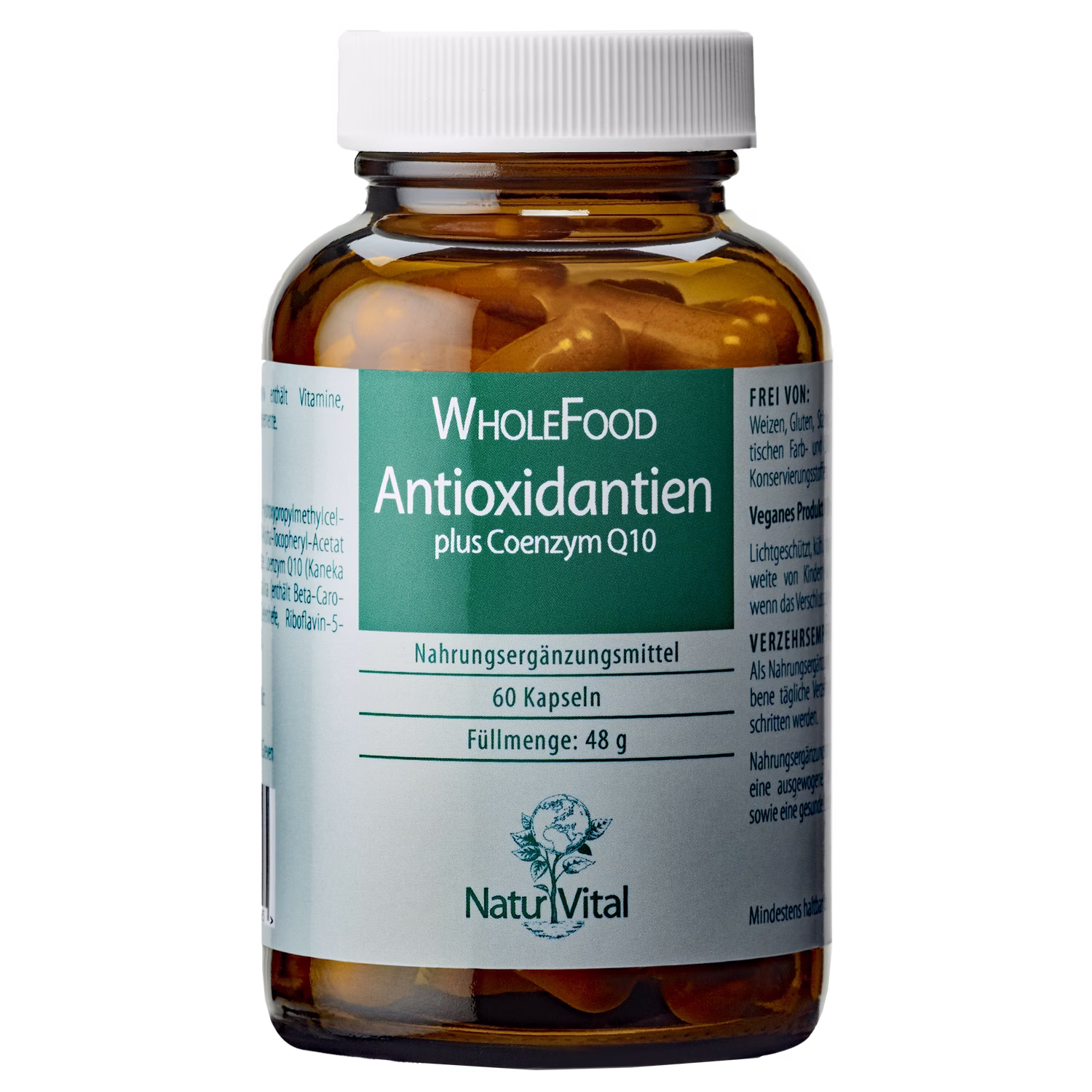 Antioxidantien plus Coenzym Q10 Natur Vital 60 Kapseln Antioxidantien plus Coenzym Q10 von Natur Vital beinhaltet 60 Kapseln