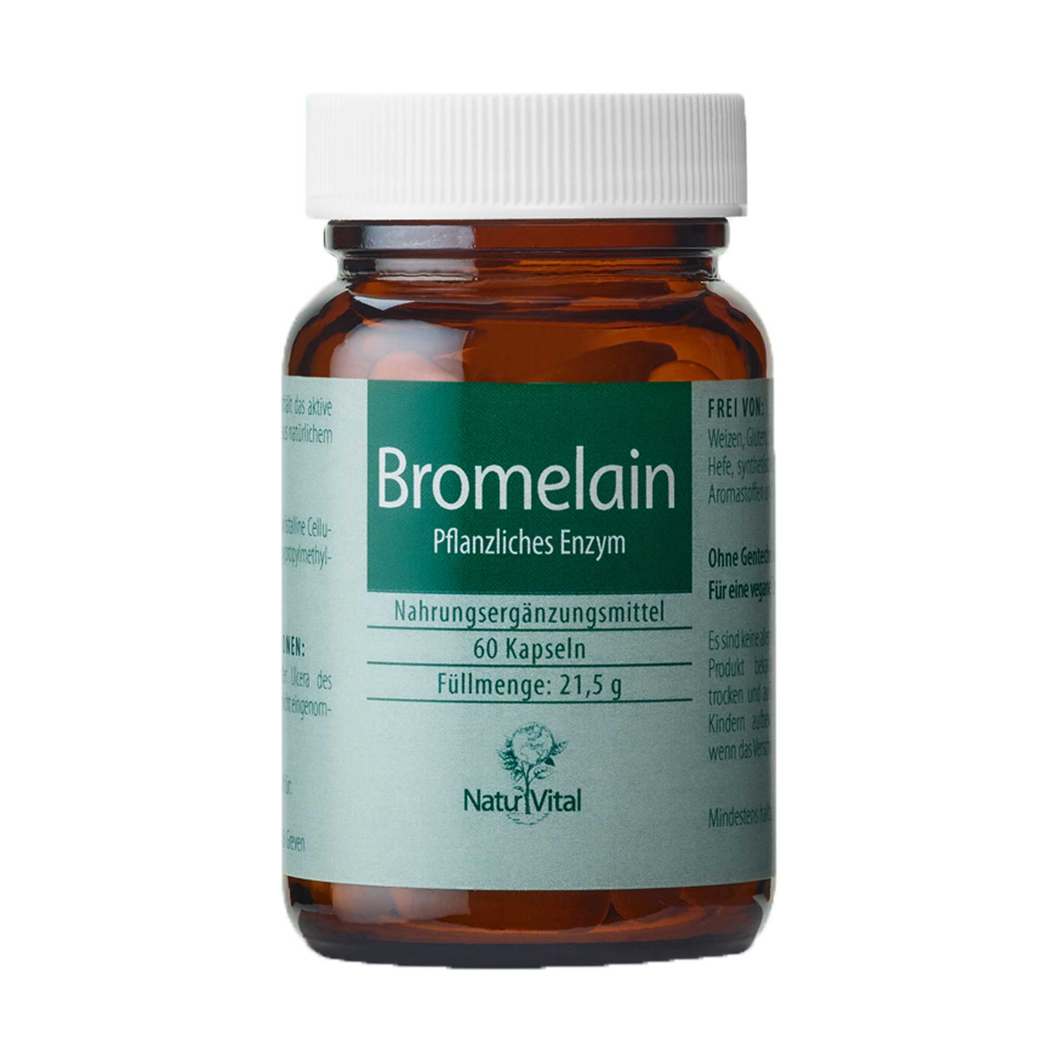 Bromelain pflanzliches Enzym von Natur Vital beinhaltet 60 Kapseln