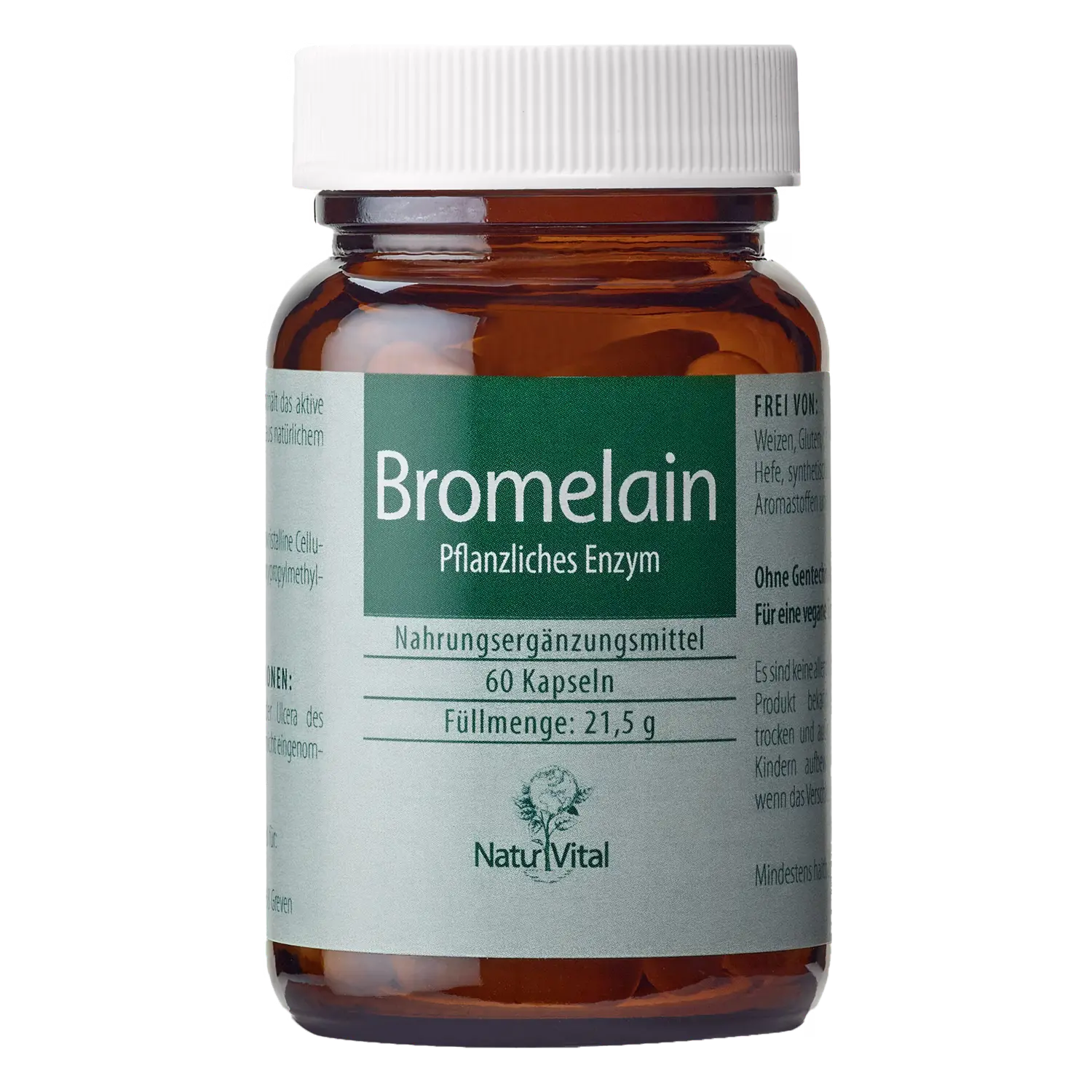 Bromelain pflanzliches Enzym von Natur Vital beinhaltet 60 Kapseln