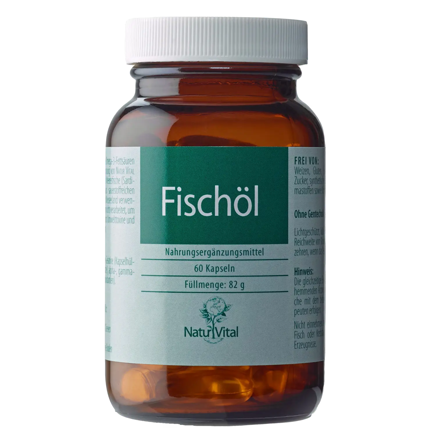 Fischöl von Natur Vital beinhaltet 60 Kapseln