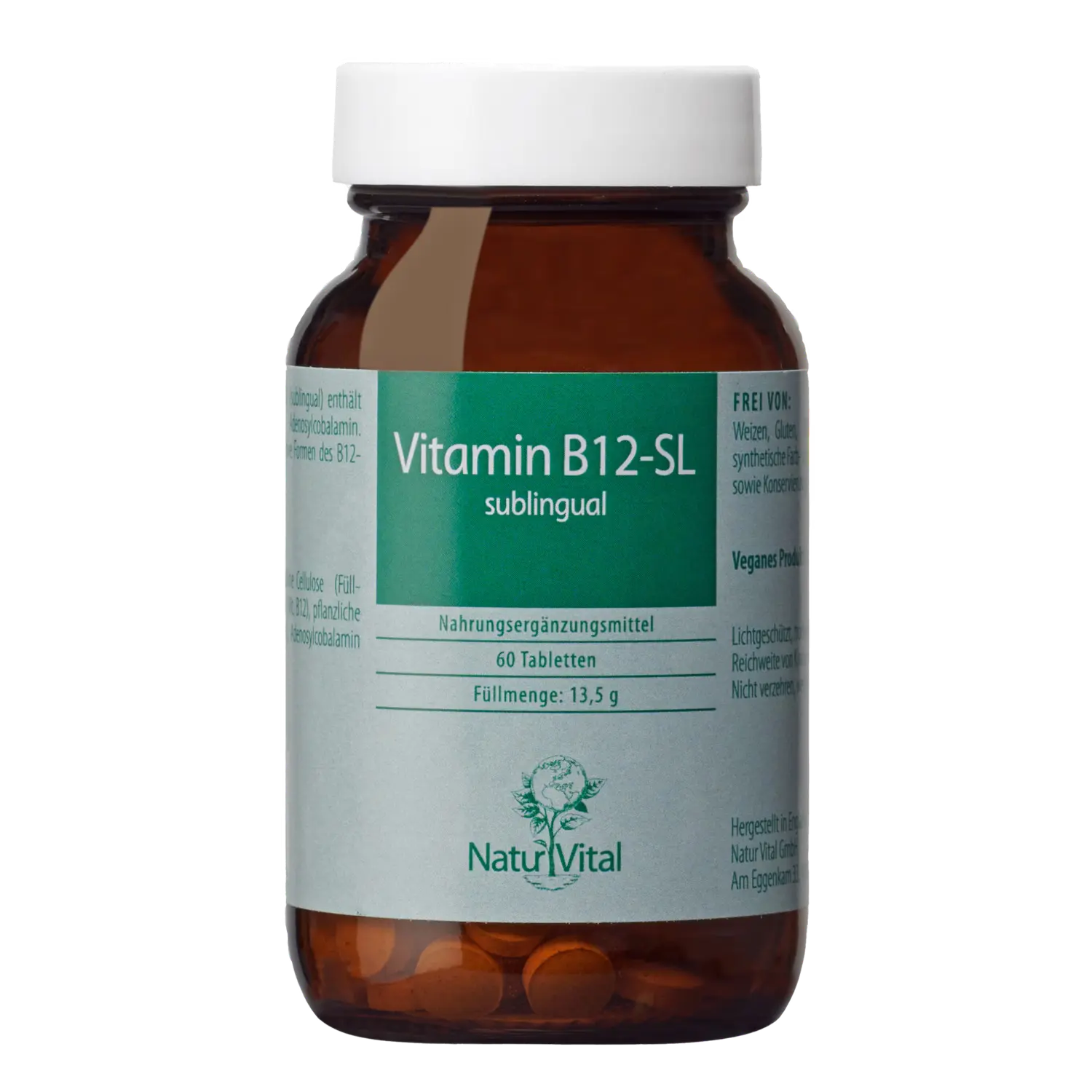Vitamin B12 SL von Natur Vital beinhaltet 60 Tabletten