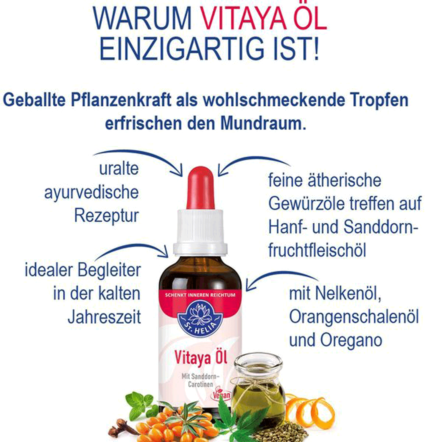 St. Helia Vitaya Öl mit Sanddorn-Carotinen, 50 ml Vitaya Öl EAN: 4260296430134