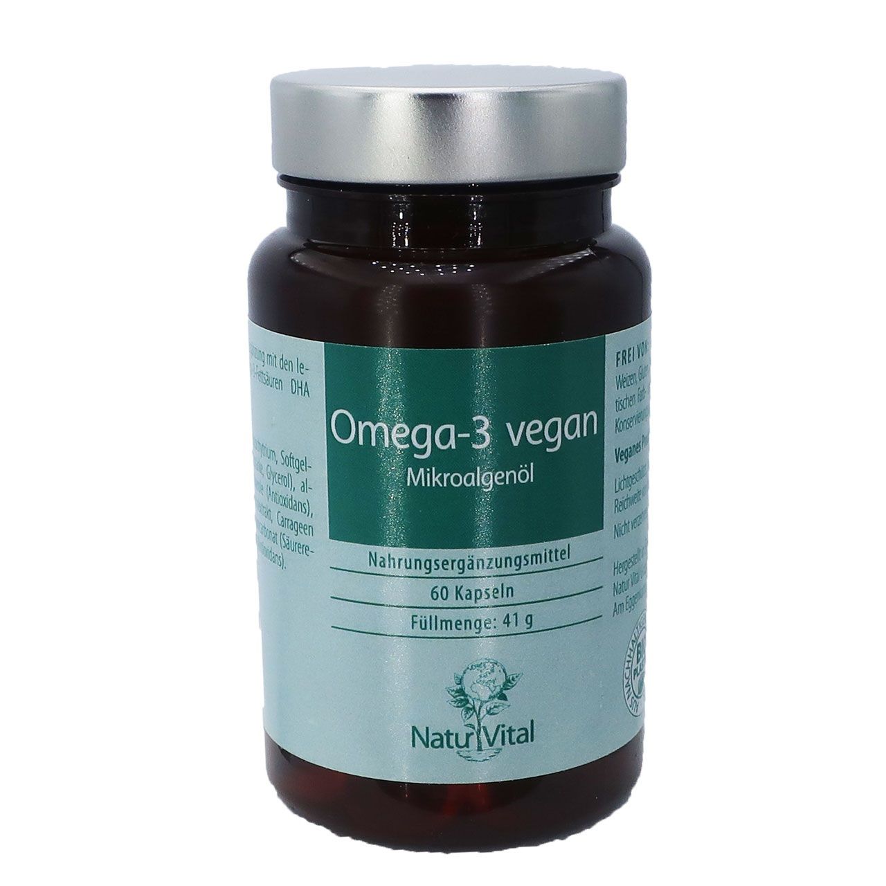 Omega 3 Vegan Algenöl von Natur Vital beinhaltet 60 Kapseln