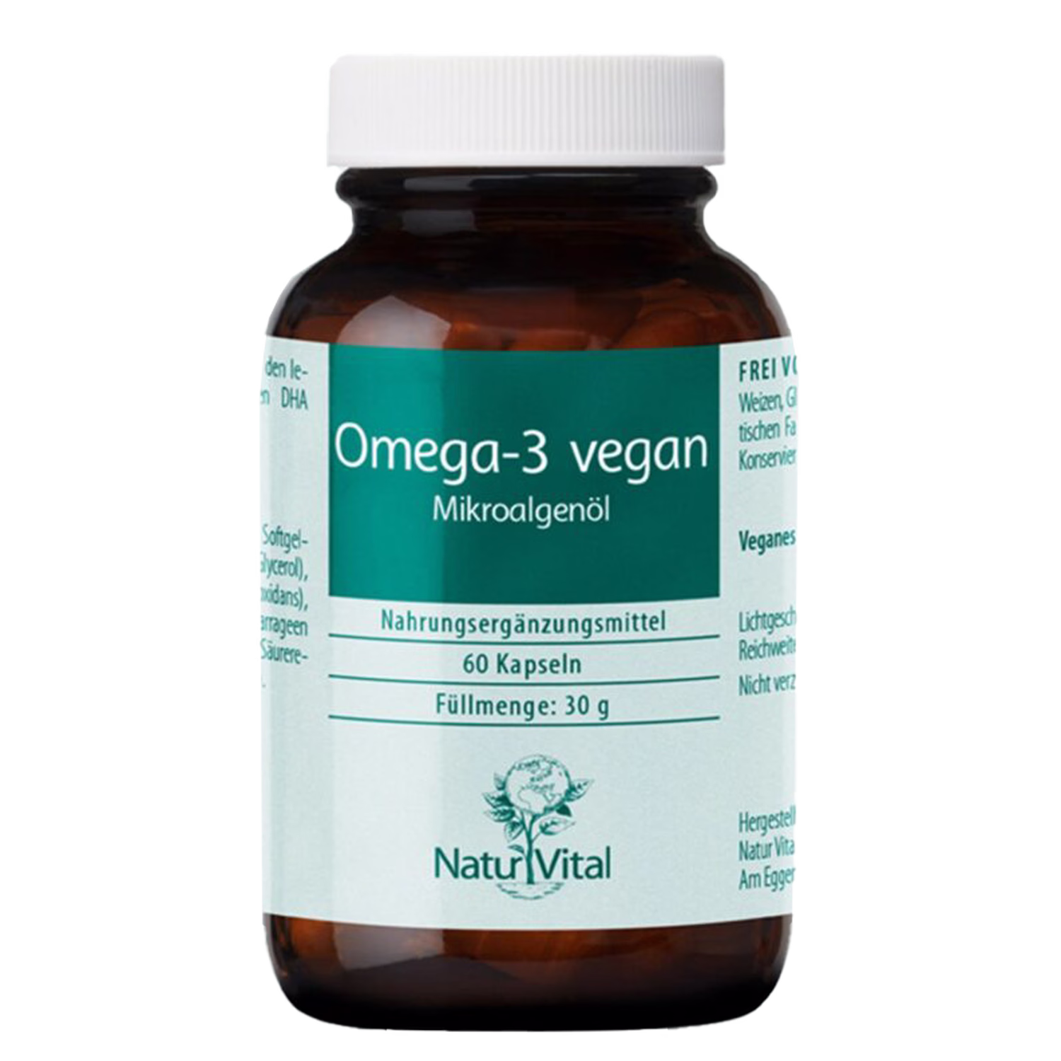Omega 3 Vegan Algenöl Natur Vital 60 Kapseln Omega 3 Vegan Algenöl von Natur Vital beinhaltet 60 Kapseln