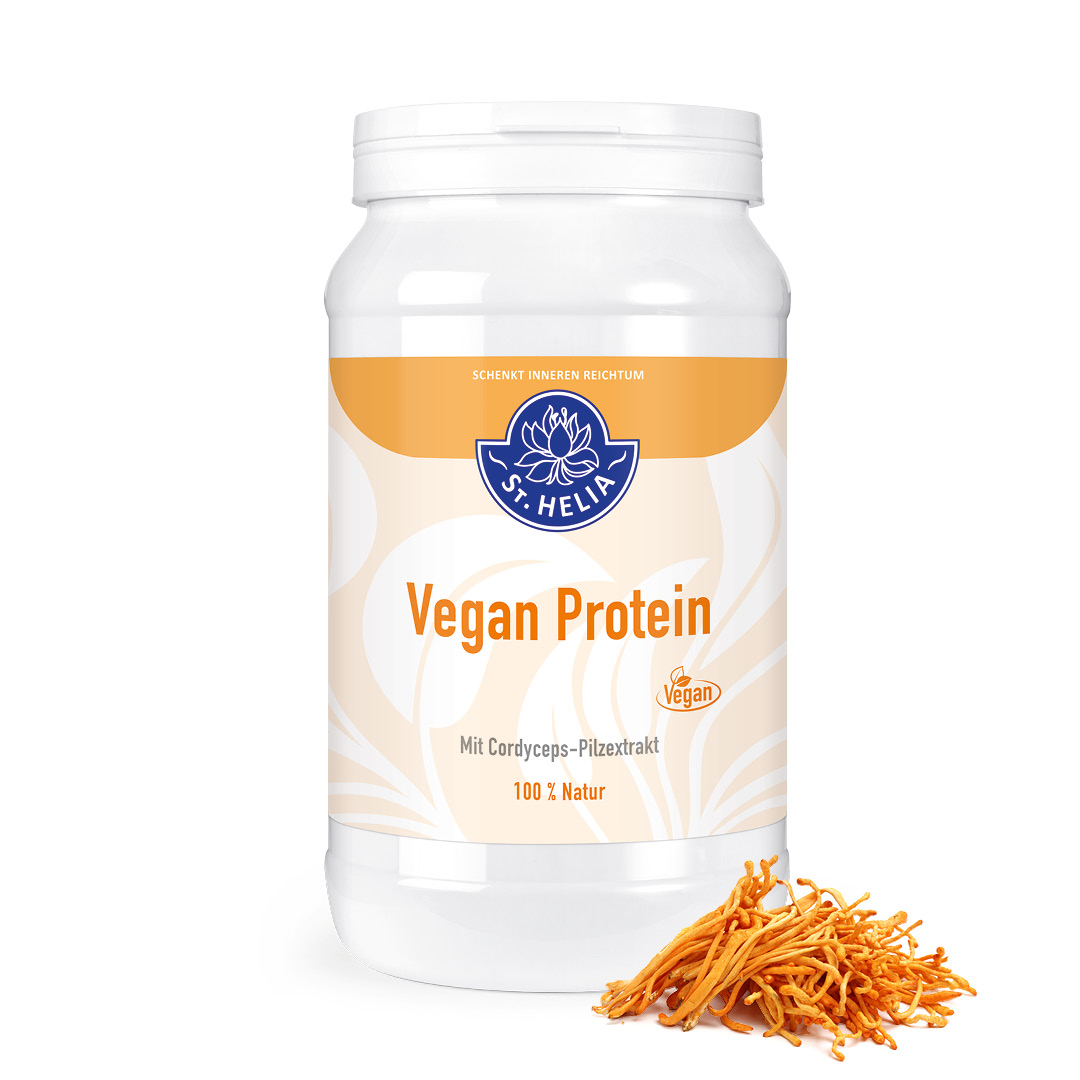 Vegan Protein mit Cordyceps von St. Helia beinhaltet 560 Gramm