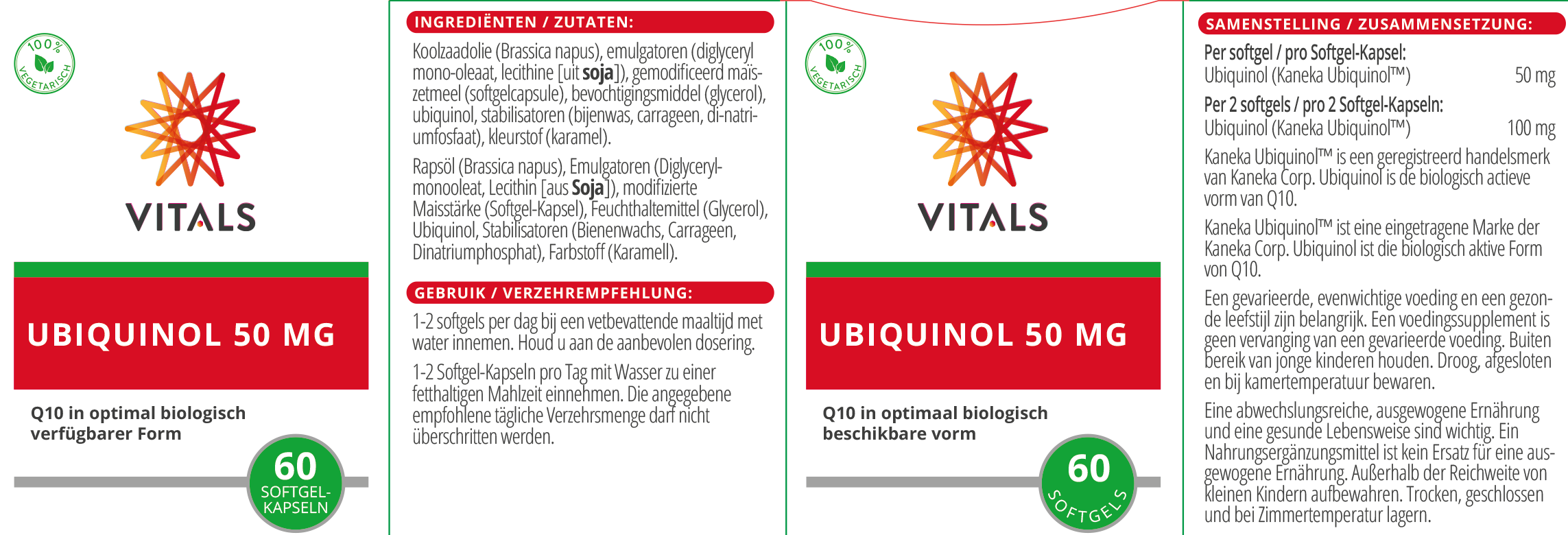 Vitals Ubiquinol 50 mg, 60 Softgel-Kapseln  EAN: 8716717001521