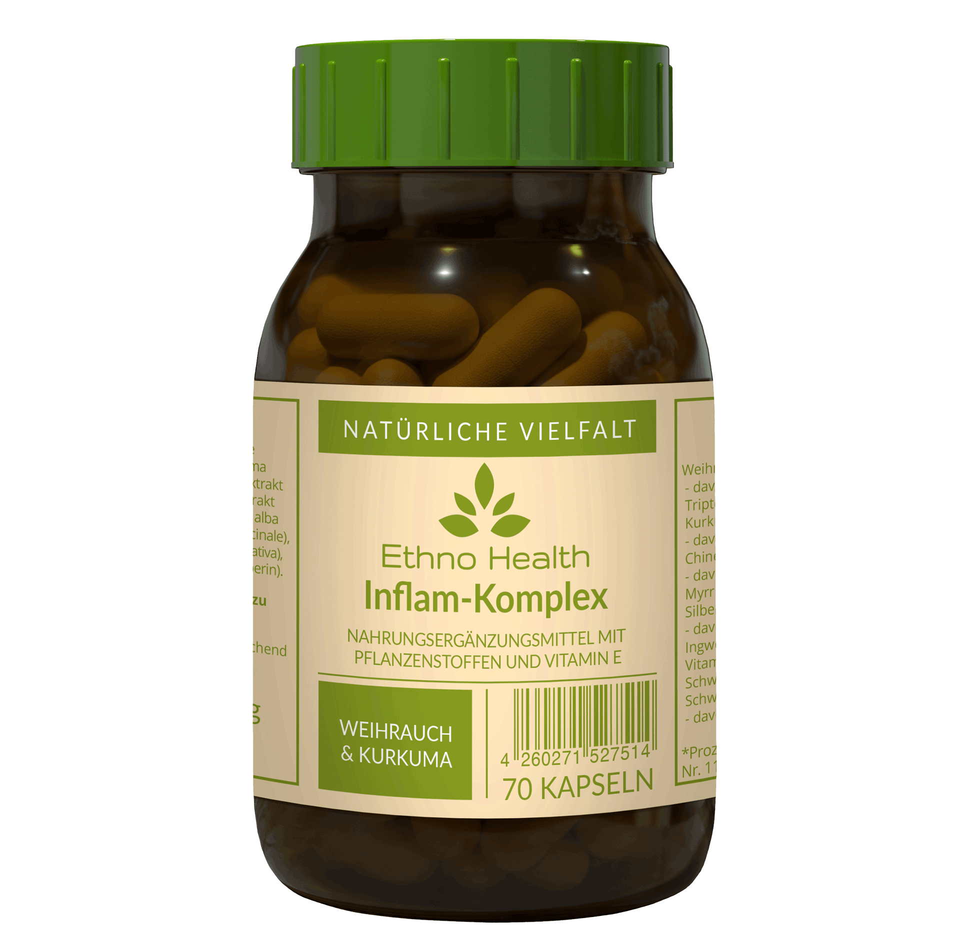 Inflam Komplex von Ethno Health beinhaltet 70 Kapseln