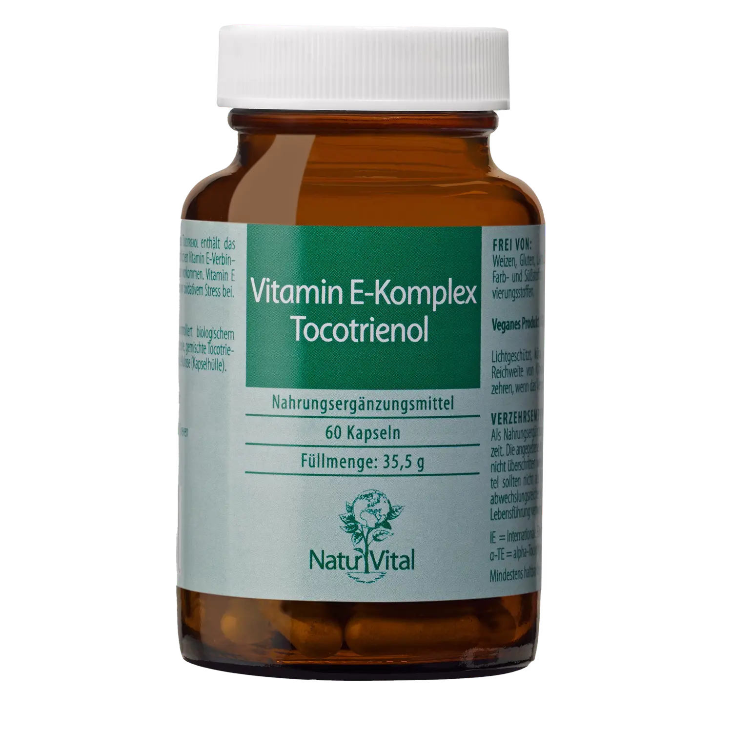 Vitamin E Komplex Tocotrienol von Natur Vital beinhaltet 60 Kapseln