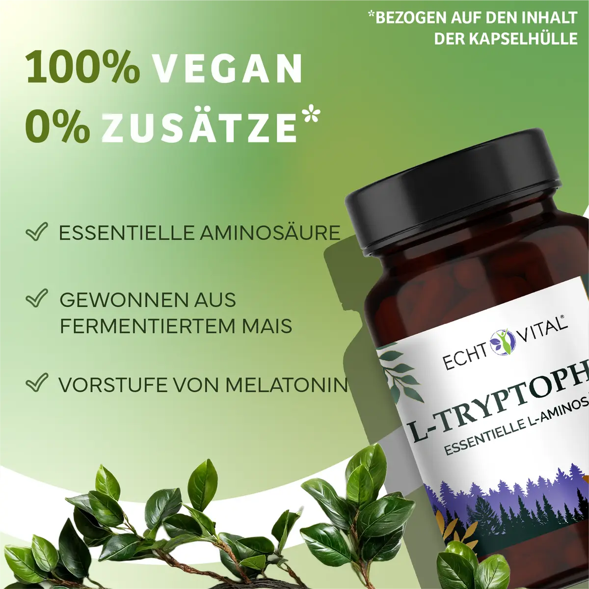 Echt Vital L-Tryptophan, 60 Kapseln L-Tyrosin Aminosäuren Tyrosin Aminos EAN: 4260635732950
