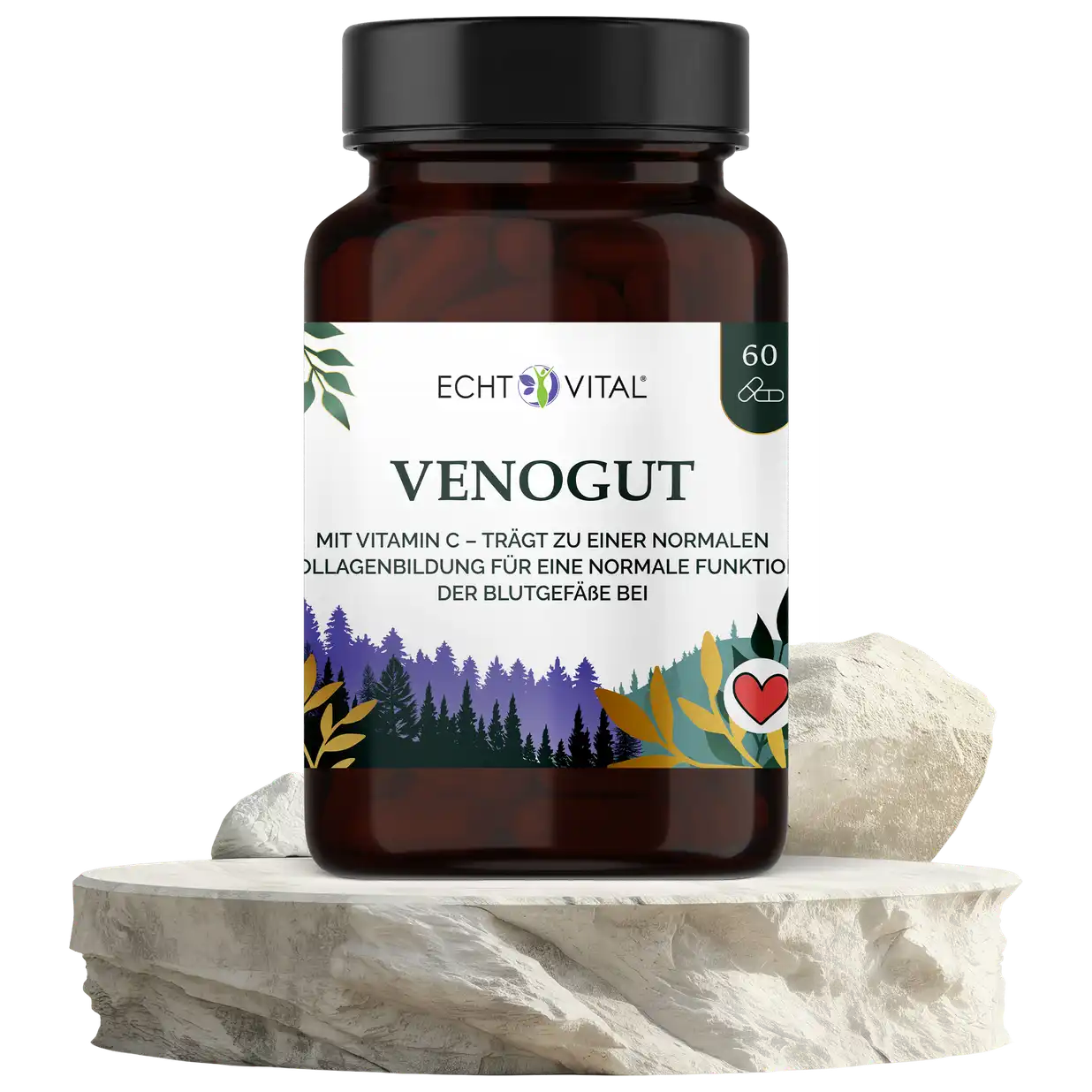 Echt Vital Venogut mit Vitamin C und Rosskastanie, 60 Kapseln Gefäße EAN: 4260635734091