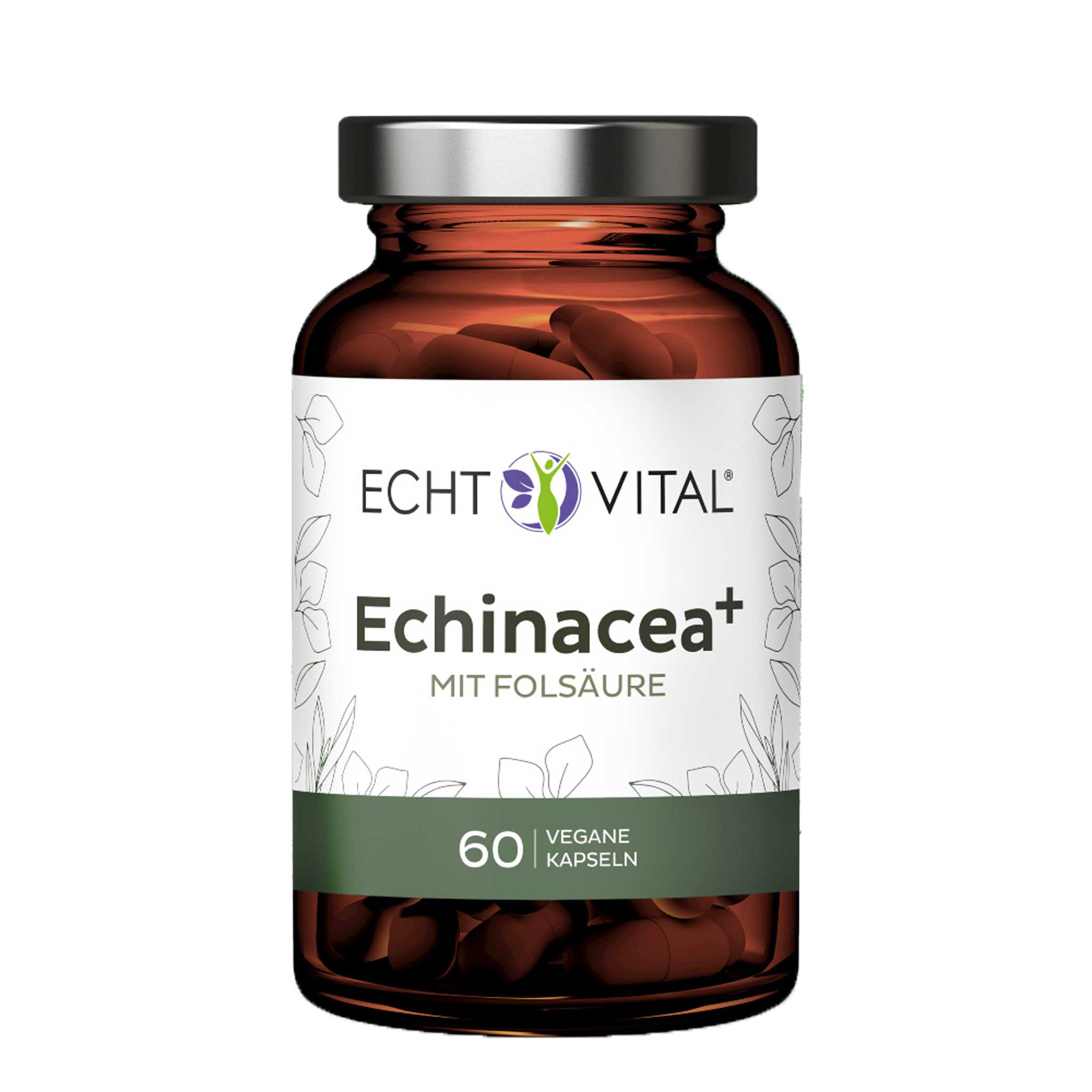 Echinacea + mit Folsäure von Echt Vital beinhaltet 60 vegane Kapseln