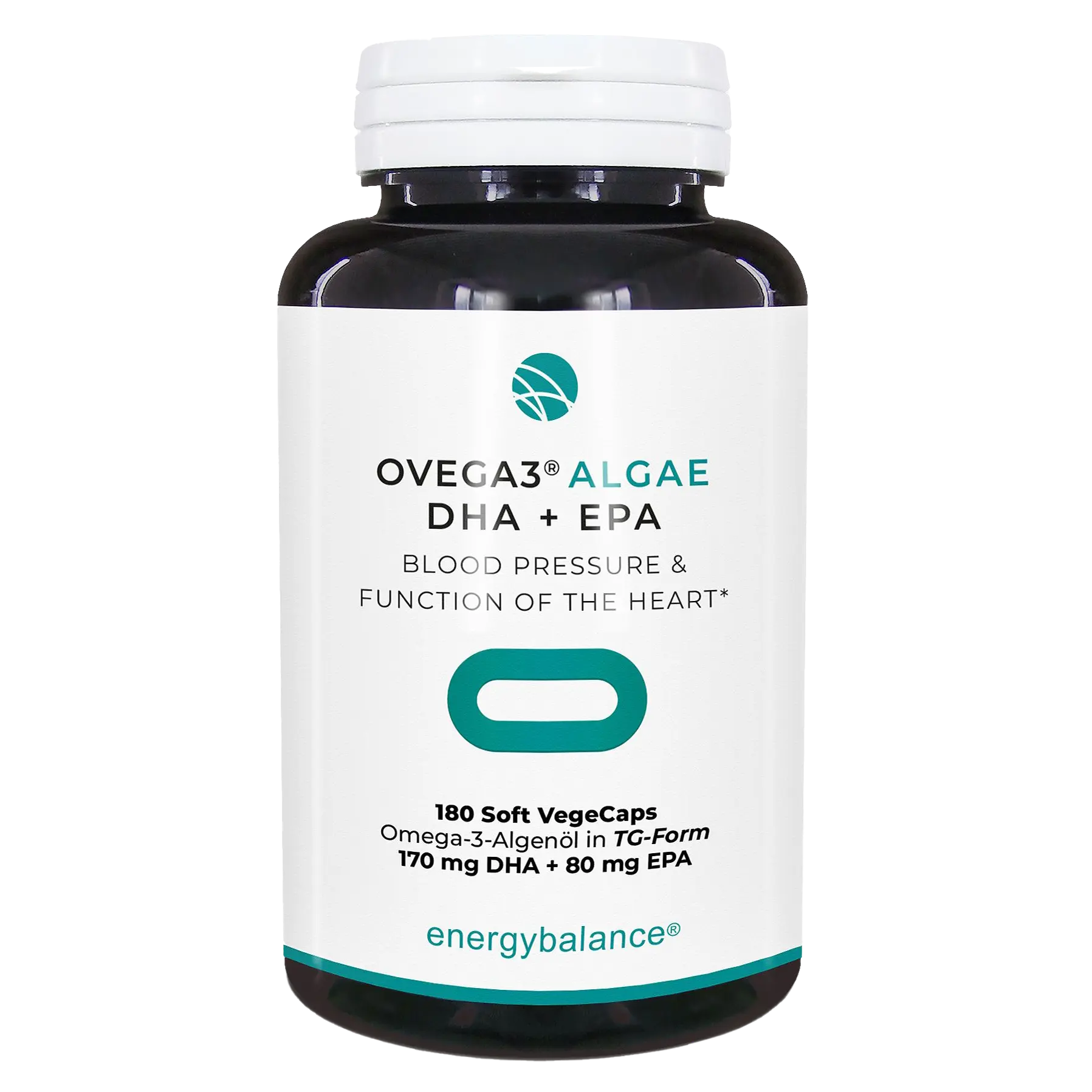 EnergyBalance Ovega3 Algae DHA + EPA, algenolie 250 mg Omega-3, 180 VegeCaps  EAN: 7640108209054