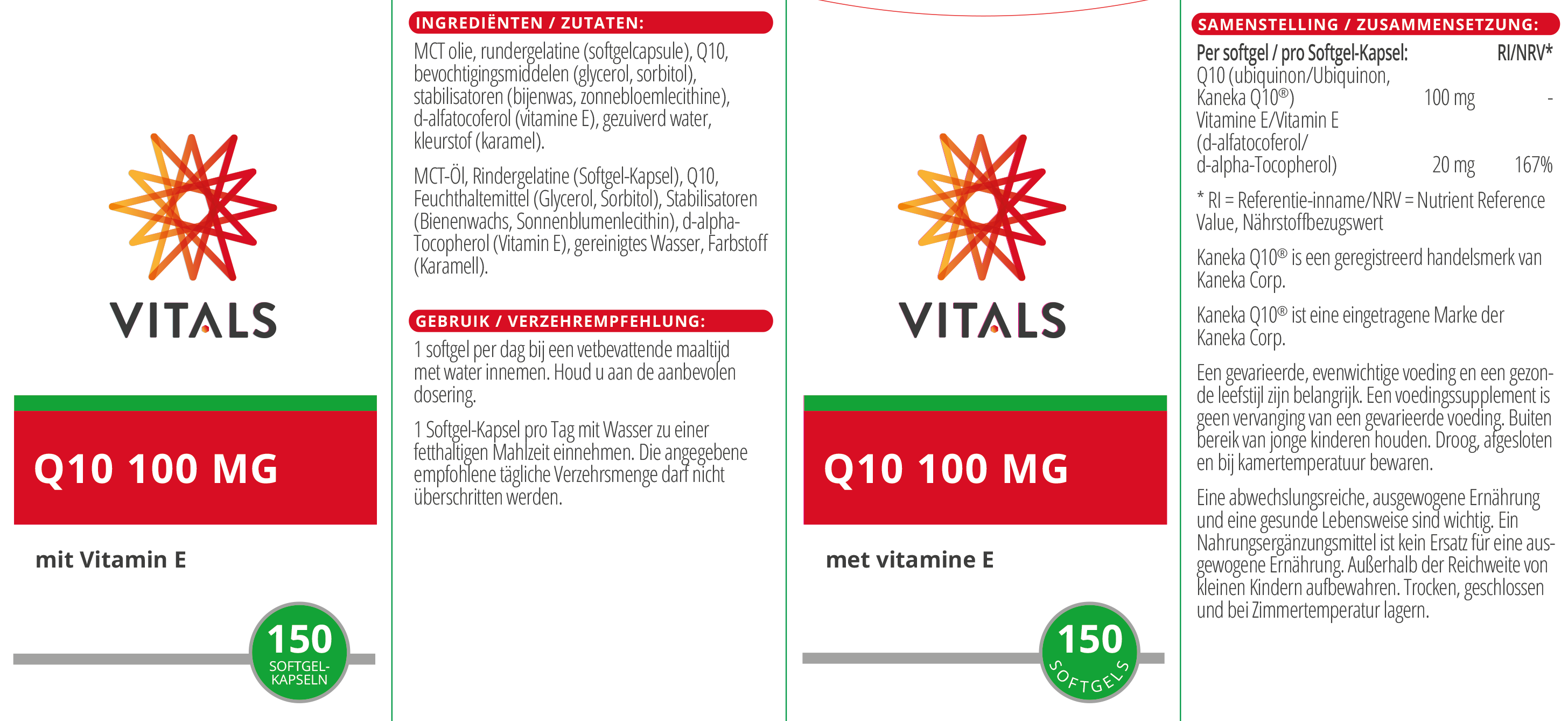 Vitals Q10 100 mg, 150 Softgel-Kapseln ubichinon EAN: 8716717001187