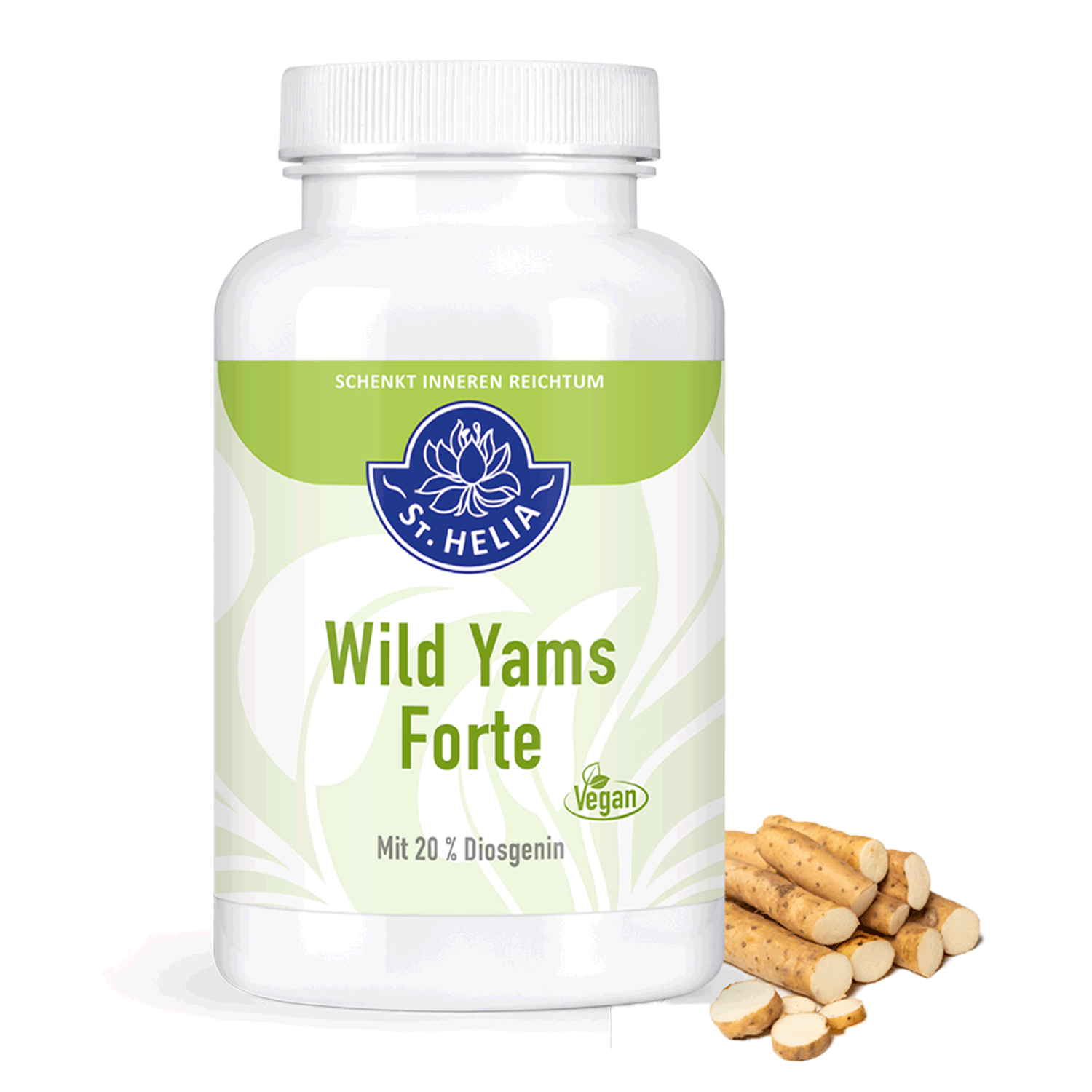 Wild Yams Forte St. Helia 120 Kapseln Wild Yams Forte mit 20 % Diosgenin von St. Helia beinhaltet 120 Kapseln
