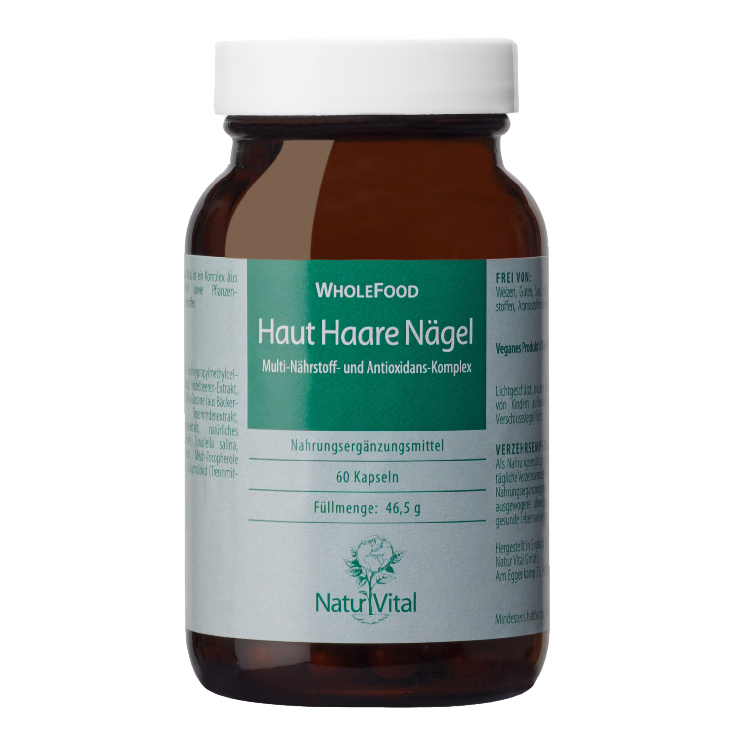 Haut Haare Nägel Natur Vital 60 Kapseln Haut Haare und Nägel von Natur Vital beinhaltet 60 Kapseln