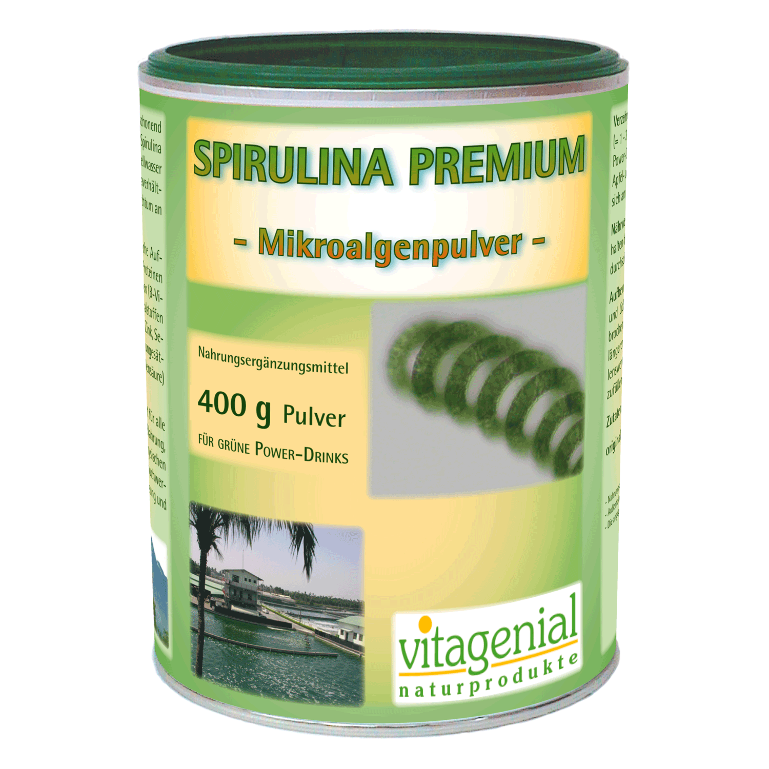 Vitagenial Spirulina Premium Mikroalgenpulver als 500 Gramm Pulver